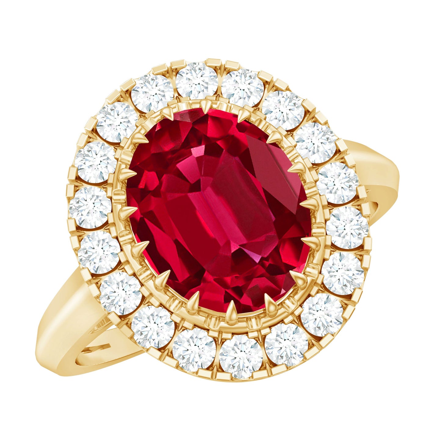 4 Carat Oval Lab Created Ruby and Diamond Vintage Engagement Ring