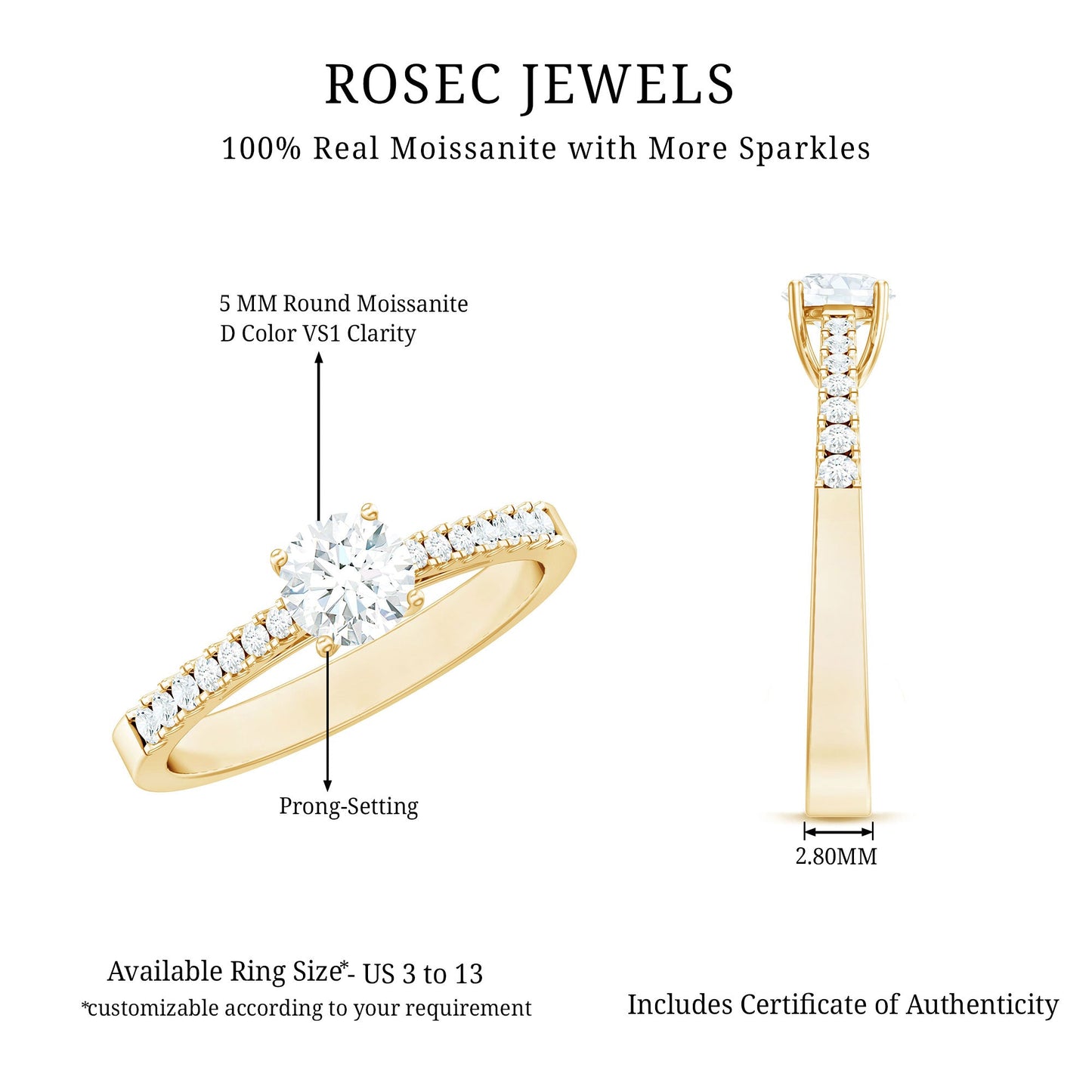 Half Carat Moissanite Engagement Ring