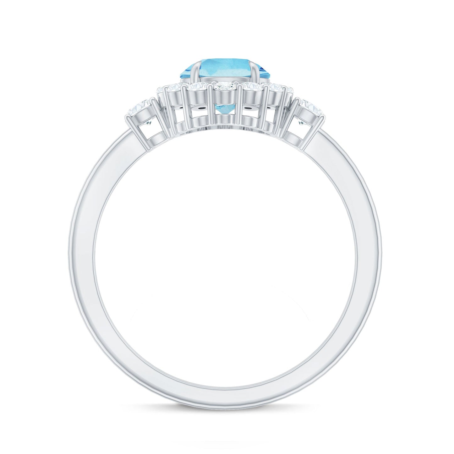Classic Aquamarine Engagement Ring with Diamond Halo