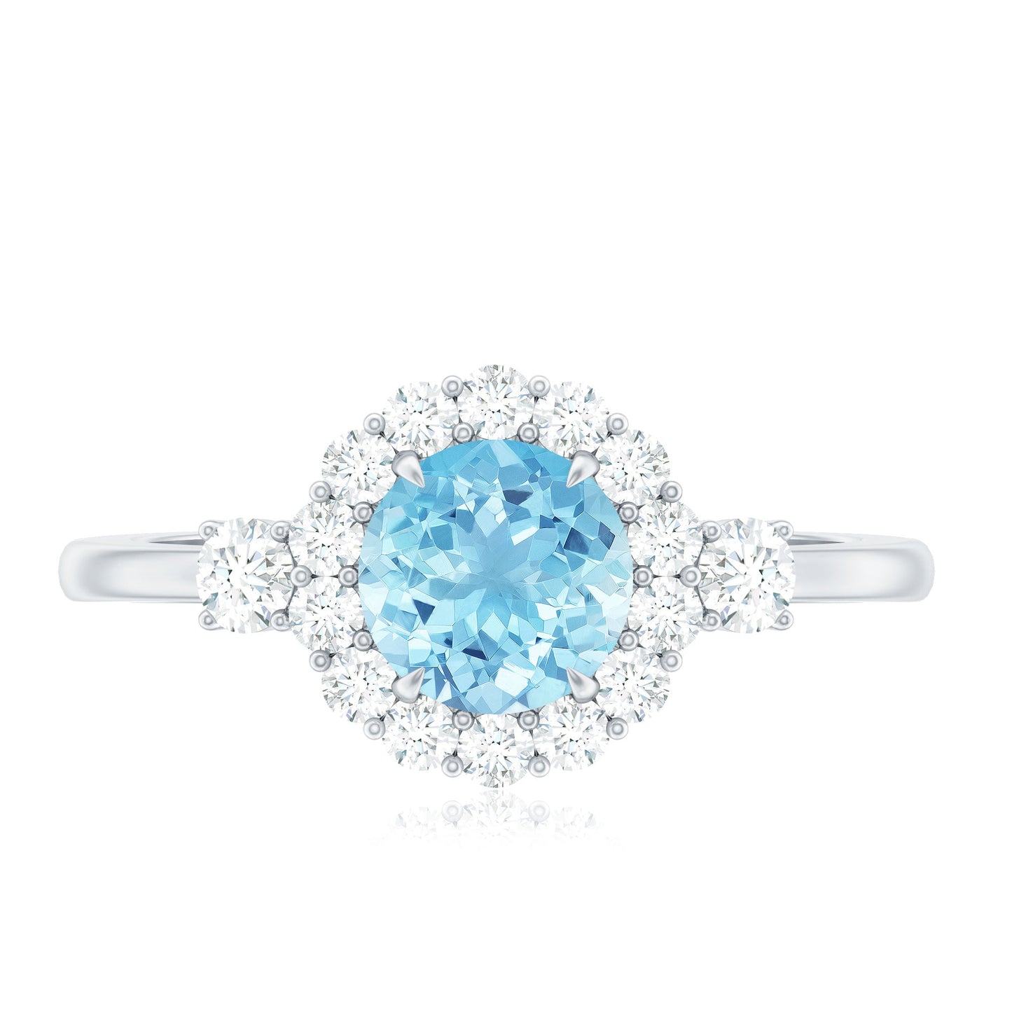 Classic Aquamarine Engagement Ring with Diamond Halo