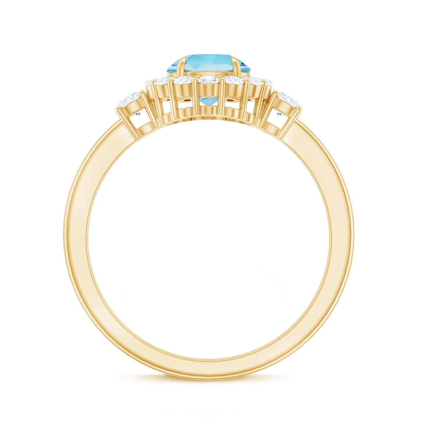 Classic Aquamarine Engagement Ring with Diamond Halo