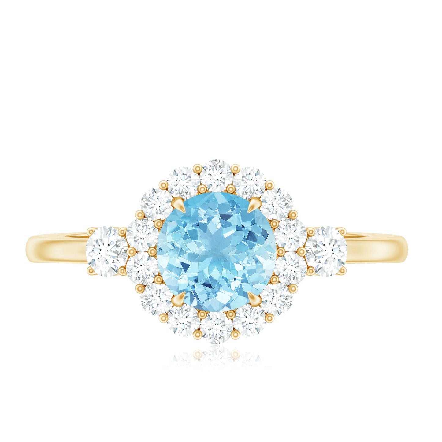 Classic Aquamarine Engagement Ring with Diamond Halo