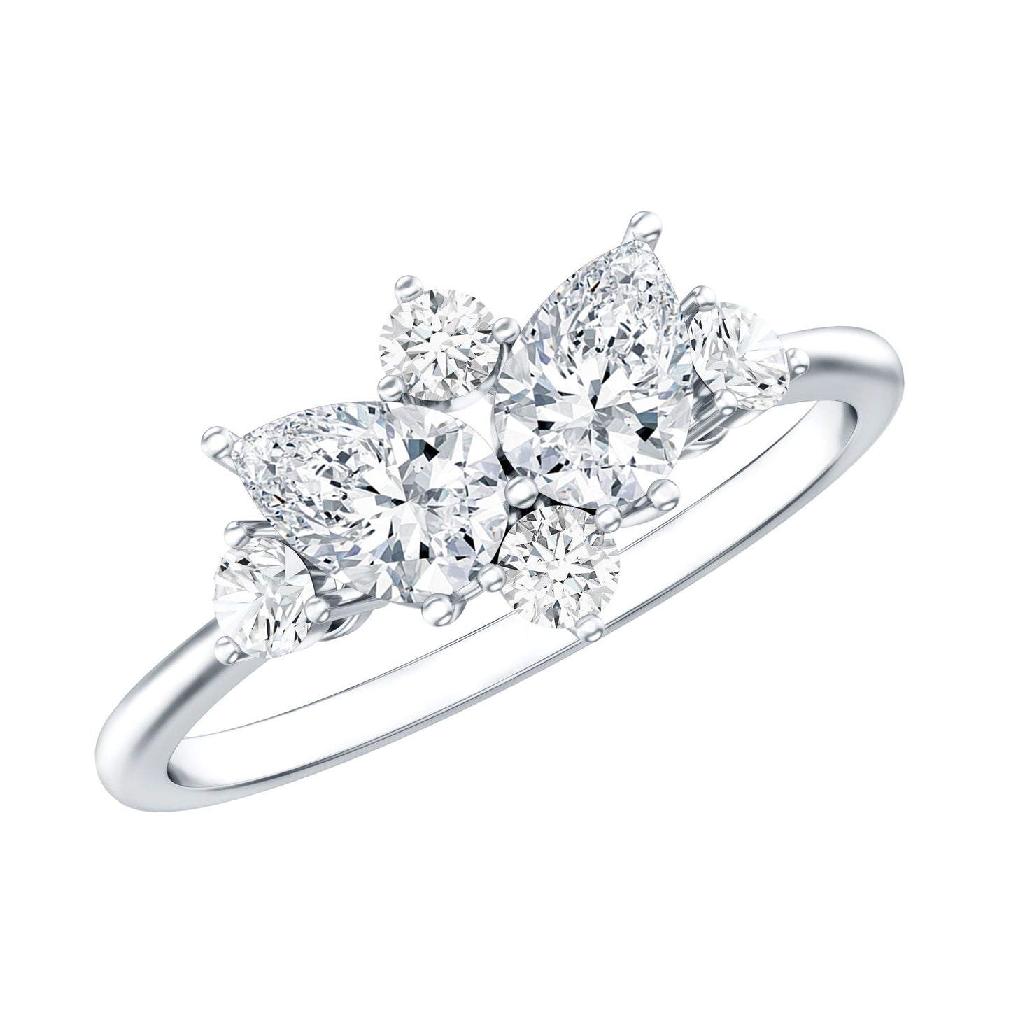 Pear and Round Moissanite Cluster Promise Ring