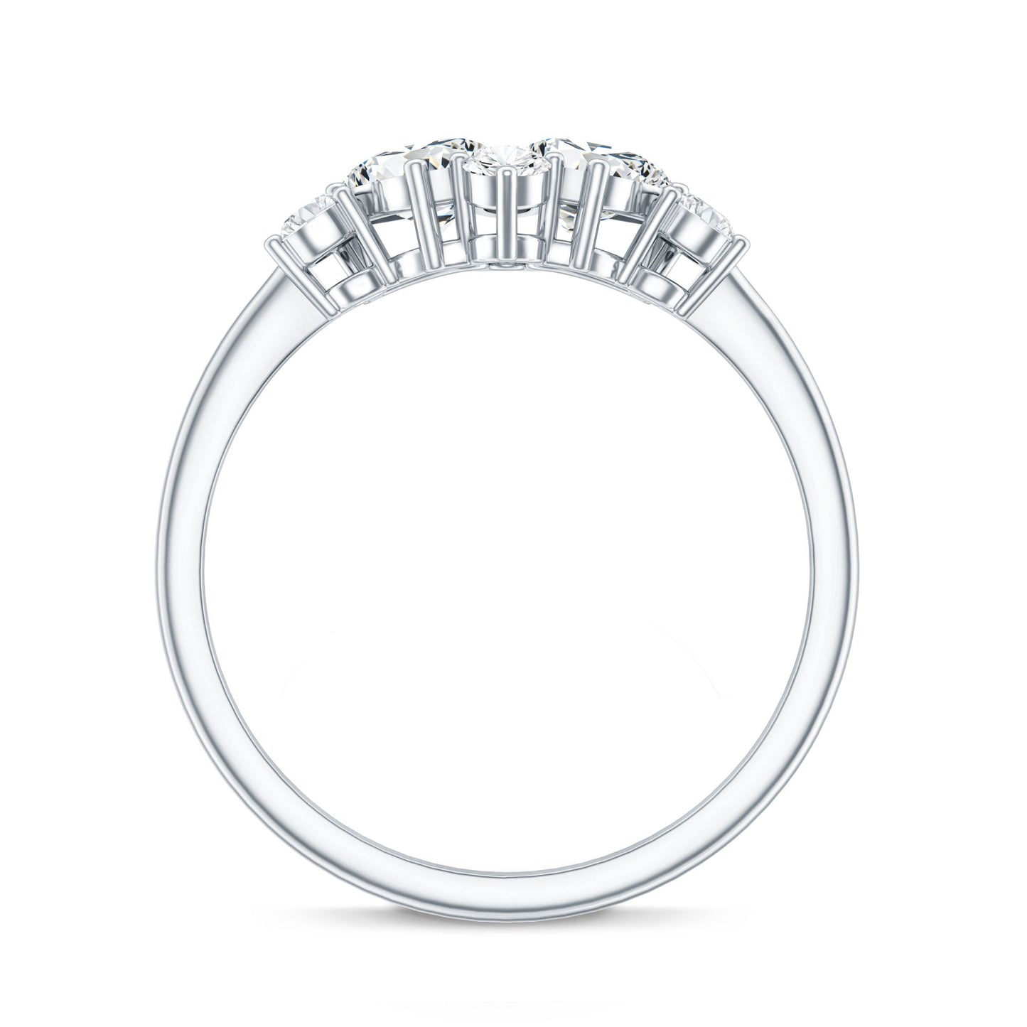 Pear and Round Moissanite Cluster Promise Ring