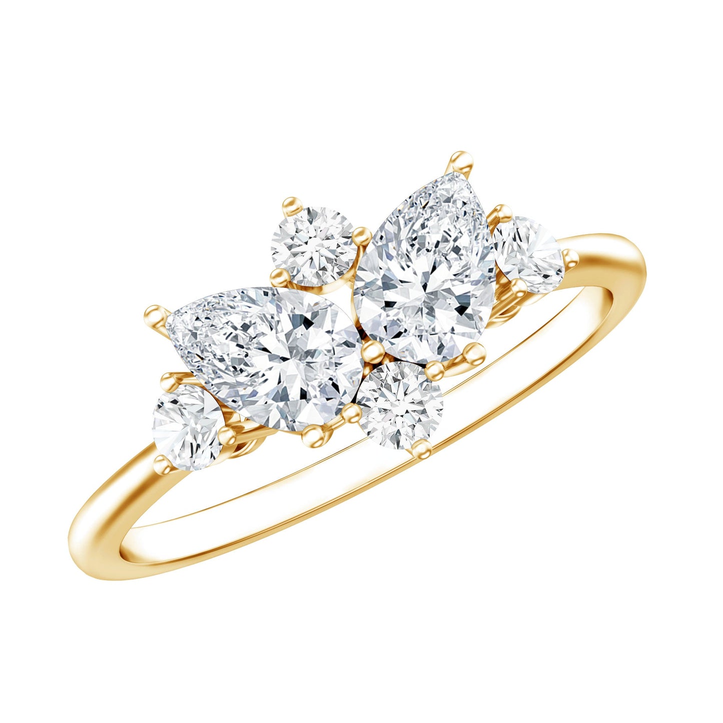 Pear and Round Moissanite Cluster Promise Ring