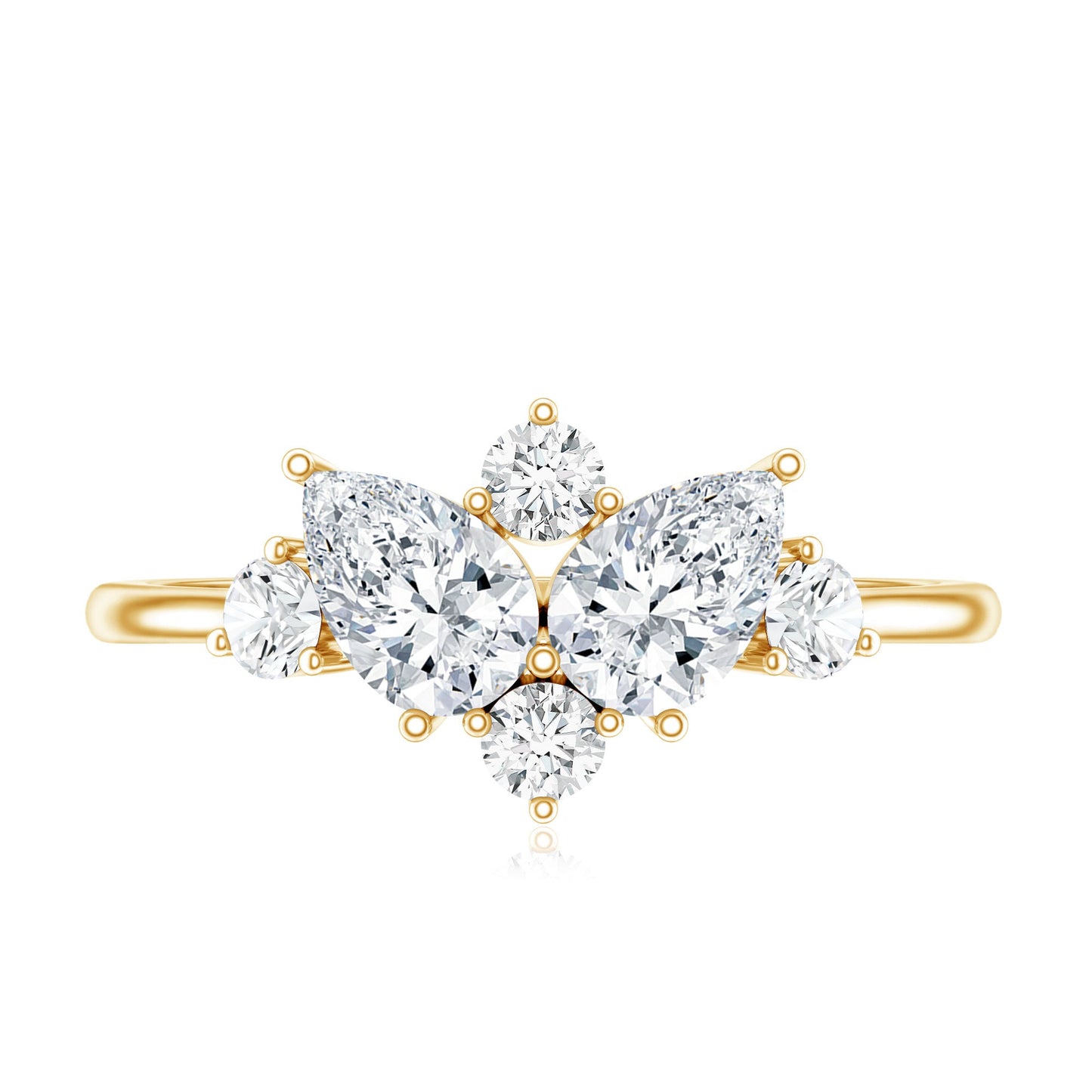 Pear and Round Moissanite Cluster Promise Ring