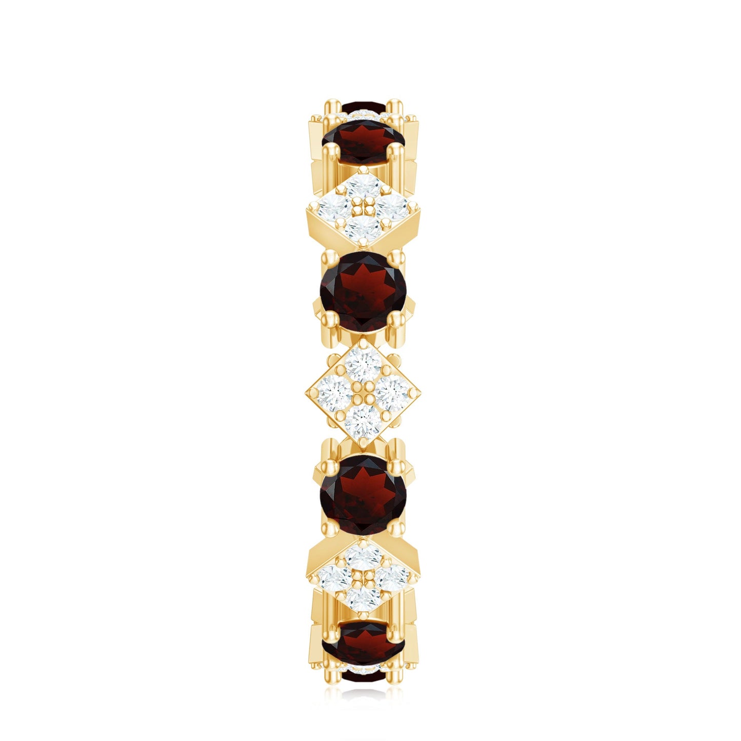 Certified Real Garnet Diamond Eternity Wedding Band Ring
