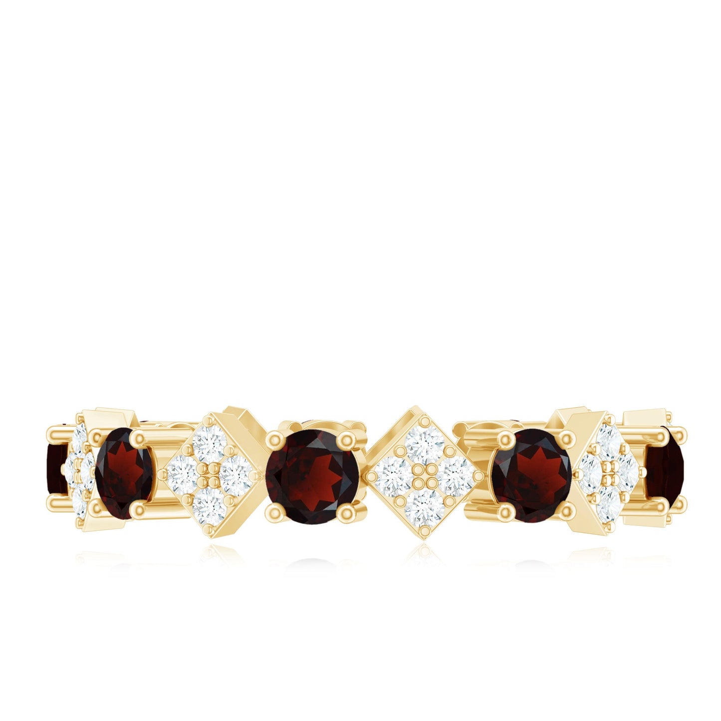 Certified Real Garnet Diamond Eternity Wedding Band Ring