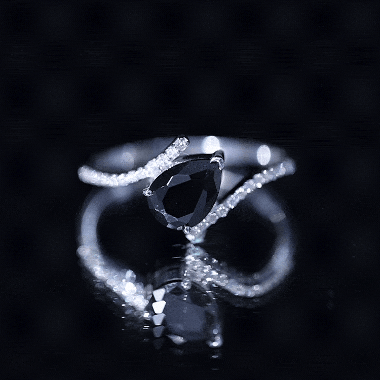 Certified 0.8 Carat Lab Grown Black and White Diamond Promise Ring with Bypass Shank