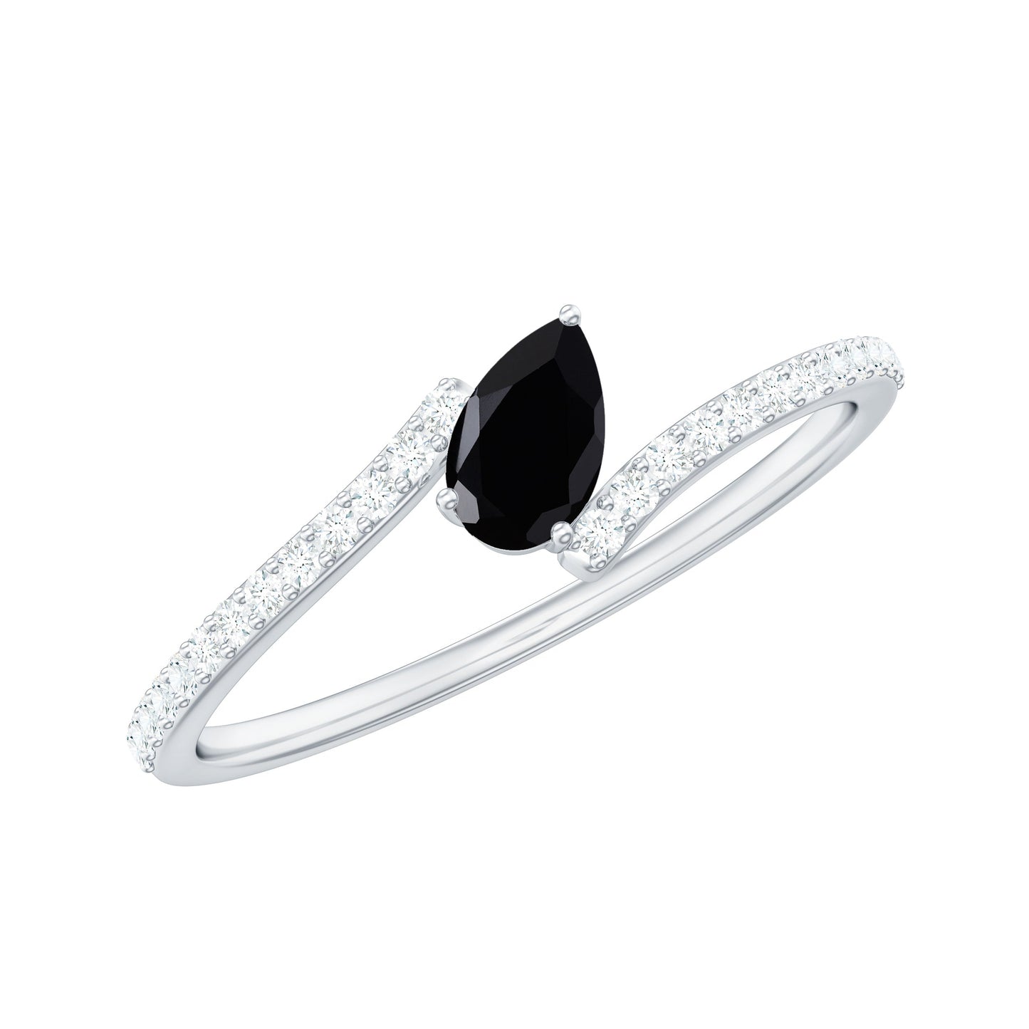 Certified 0.8 Carat Lab Grown Black and White Diamond Promise Ring with Bypass Shank