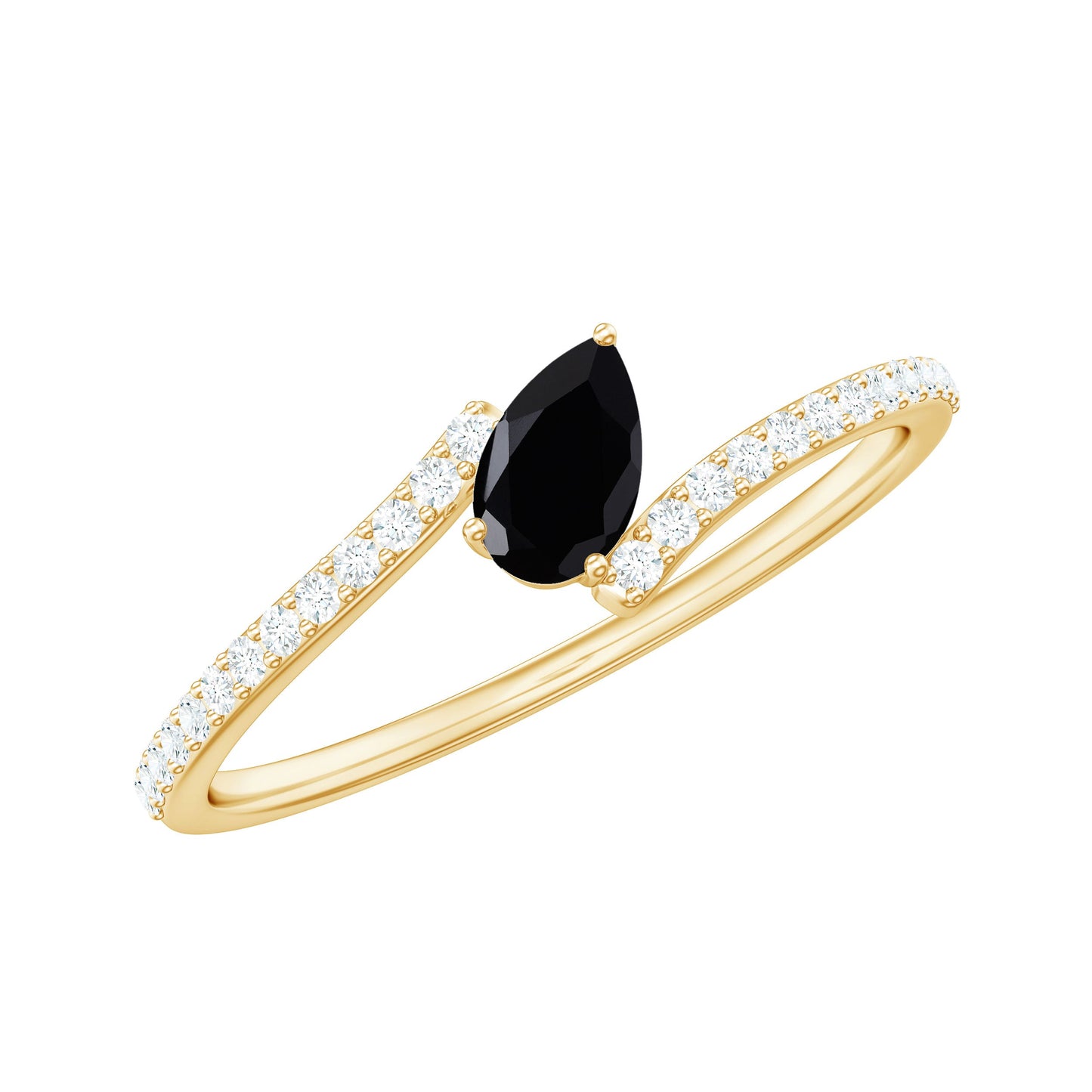 Certified 0.8 Carat Lab Grown Black and White Diamond Promise Ring with Bypass Shank