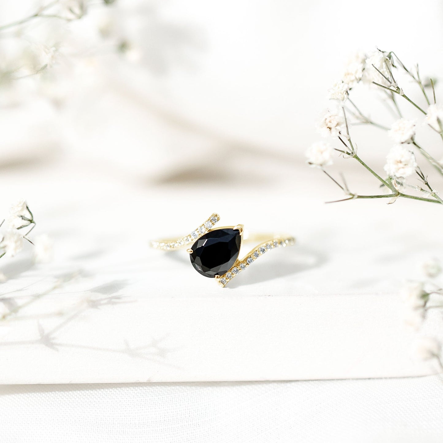 Certified 0.8 Carat Lab Grown Black and White Diamond Promise Ring with Bypass Shank