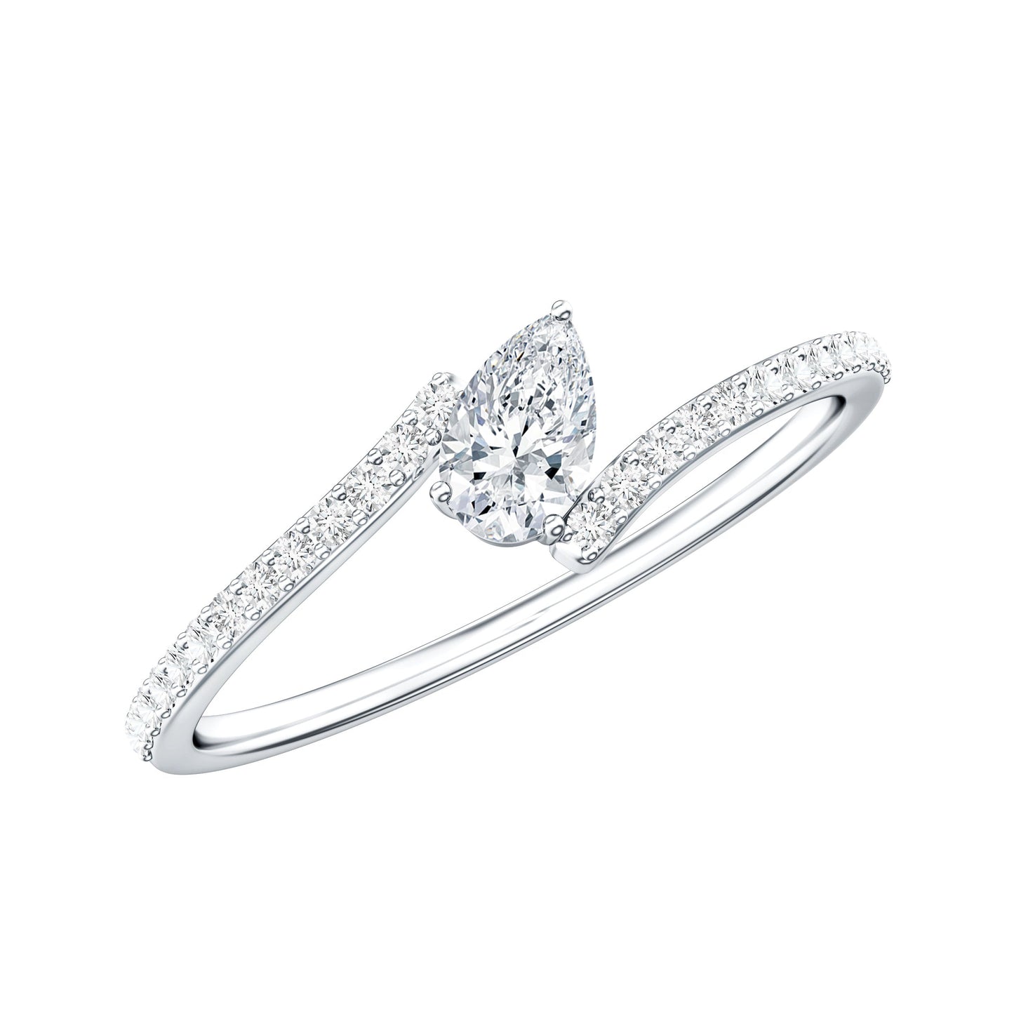 Certified Natural Diamond Promise Ring with Bypass Shank