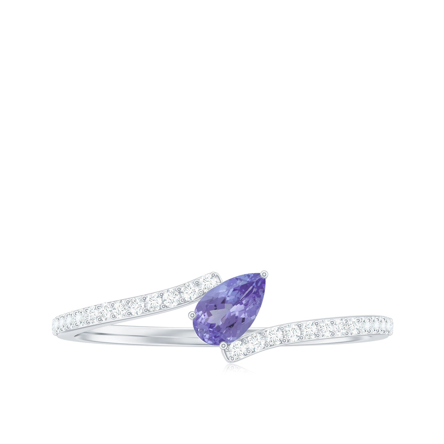 Natural Pear Shape Tanzanite Diamond Promise Ring for Engagement