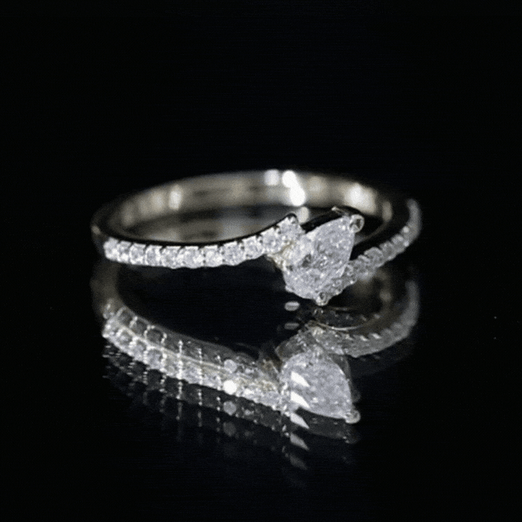 Pear Shaped Moissanite Bypass Promise Ring for Her