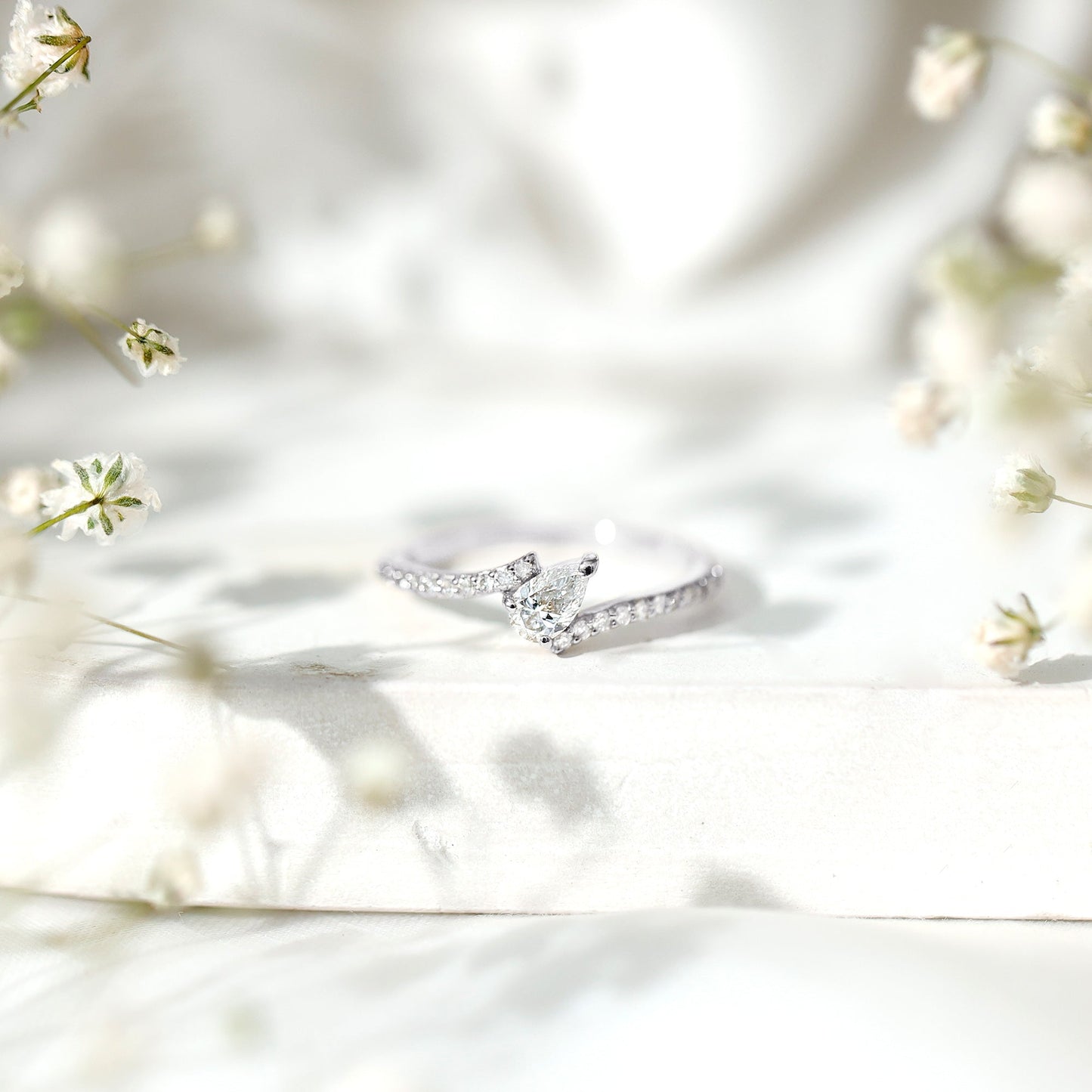 Pear Shaped Moissanite Bypass Promise Ring for Her