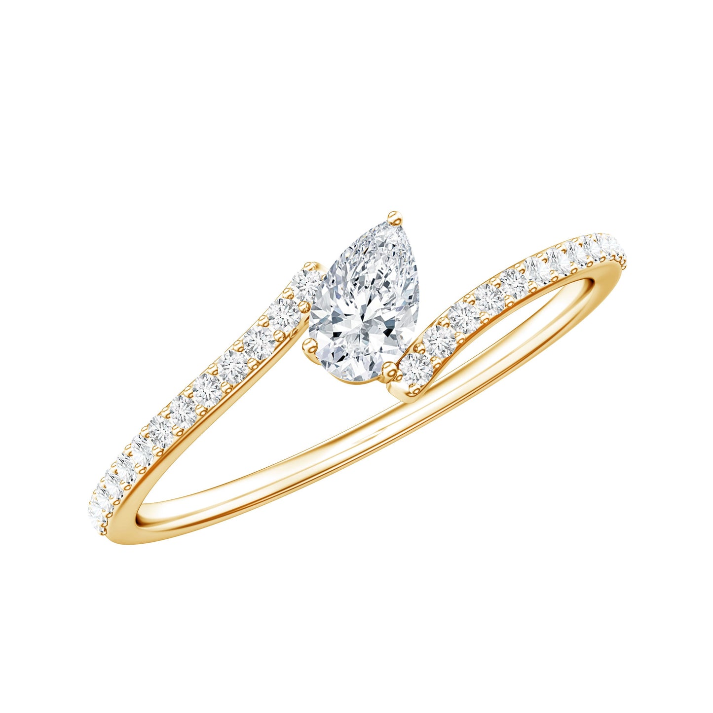Pear Shaped Moissanite Bypass Promise Ring for Her