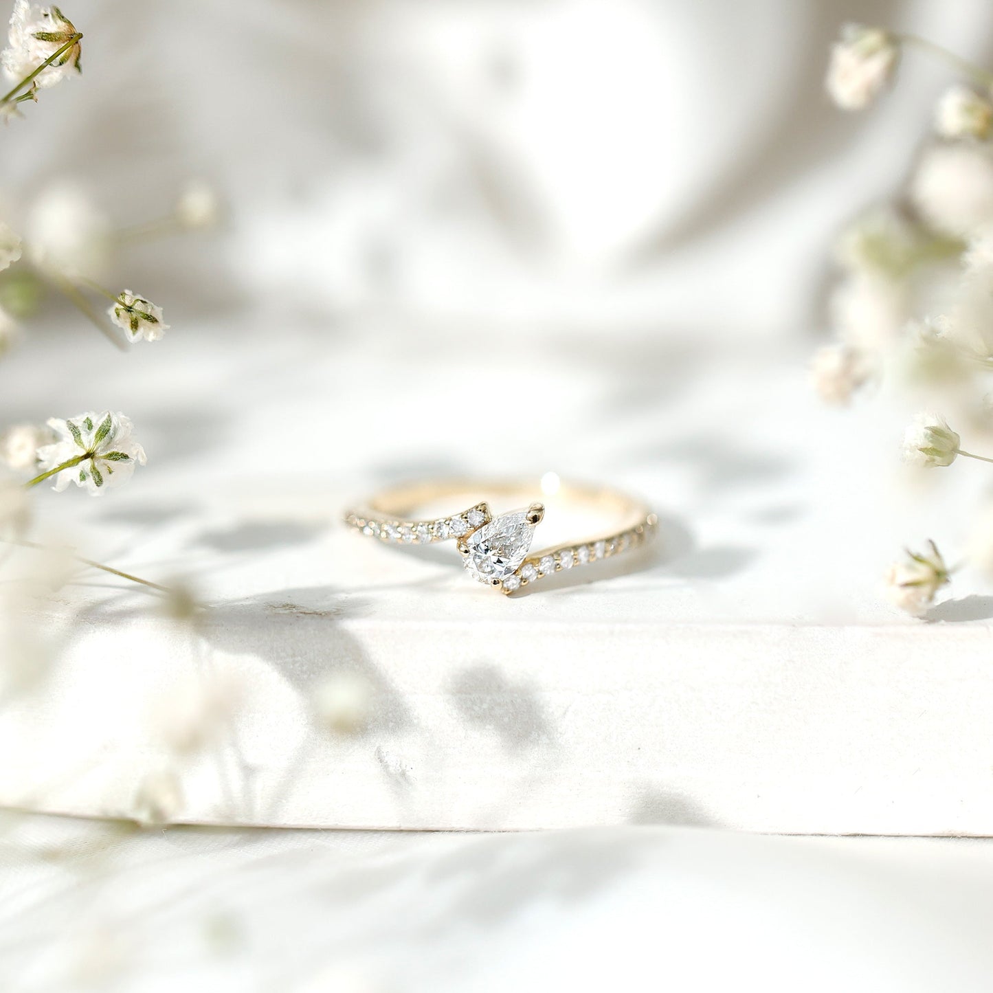 Pear Shaped Moissanite Bypass Promise Ring for Her