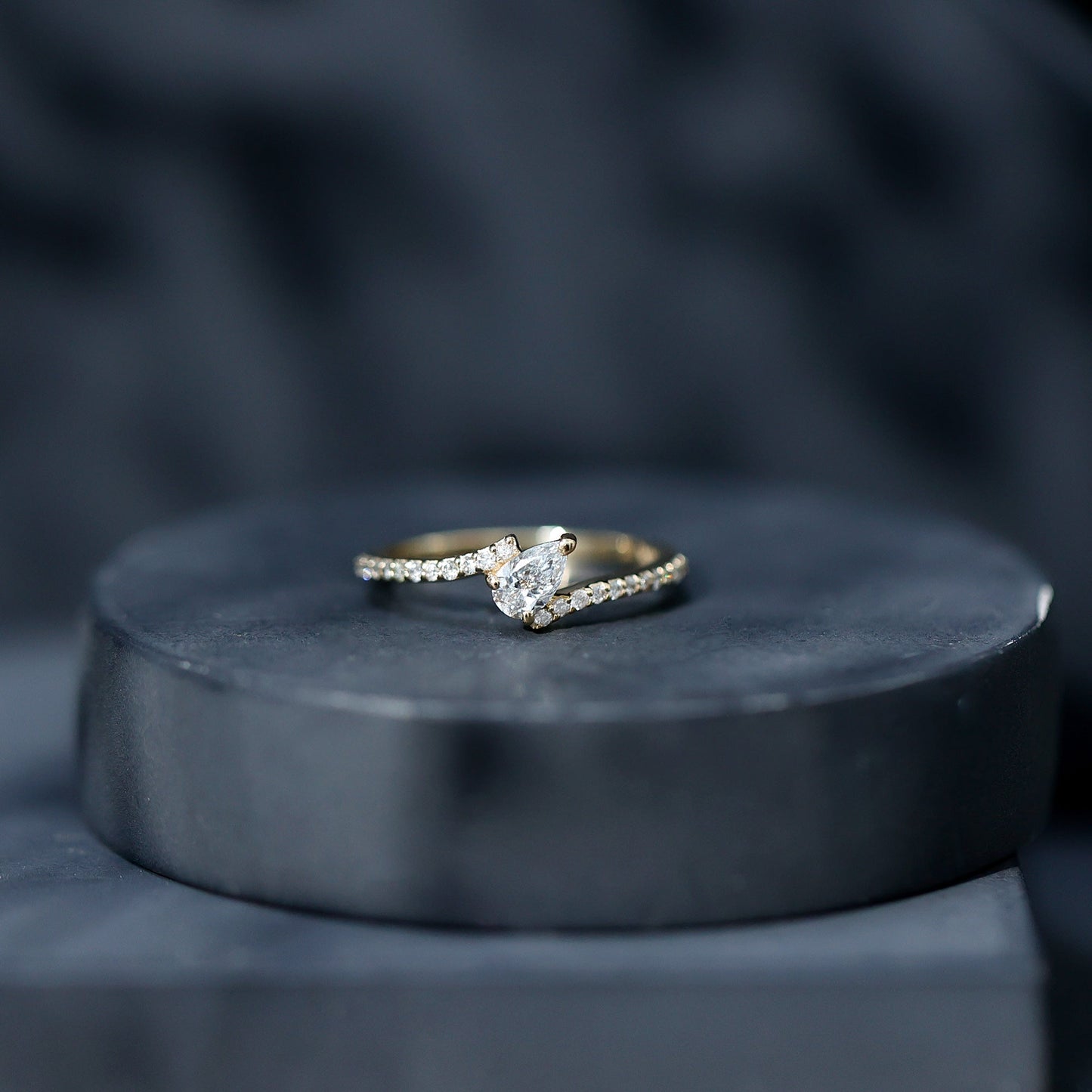 Pear Shaped Moissanite Bypass Promise Ring for Her
