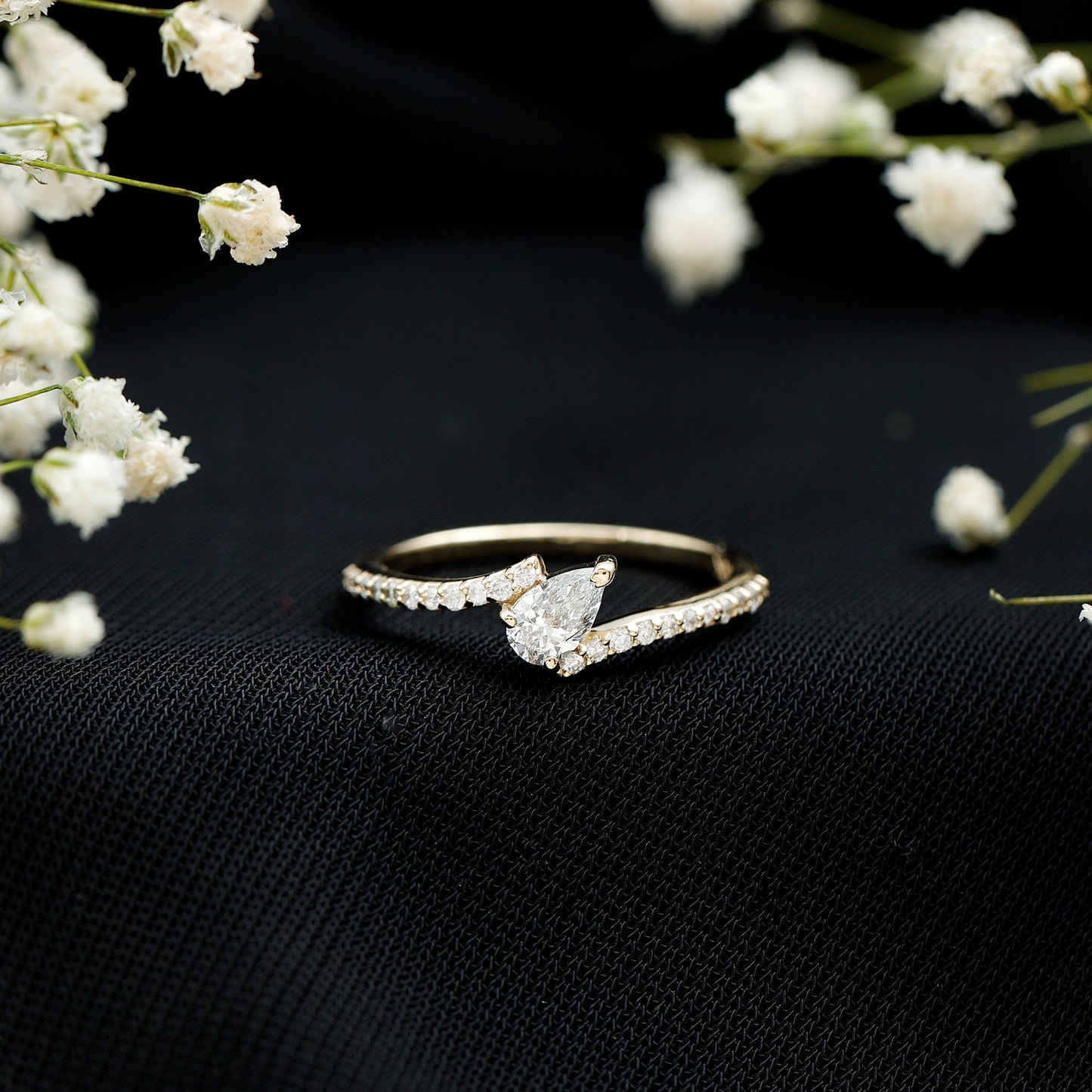 Pear Shaped Moissanite Bypass Promise Ring for Her
