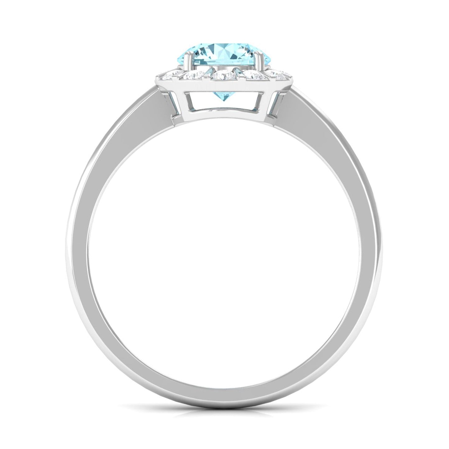 0.8 Carat Aquamarine Engagement Ring with Diamond Floating Halo