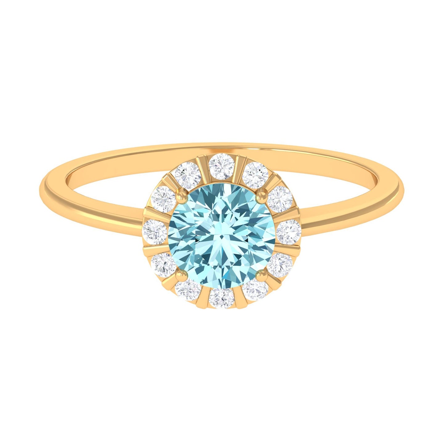 0.8 Carat Aquamarine Engagement Ring with Diamond Floating Halo