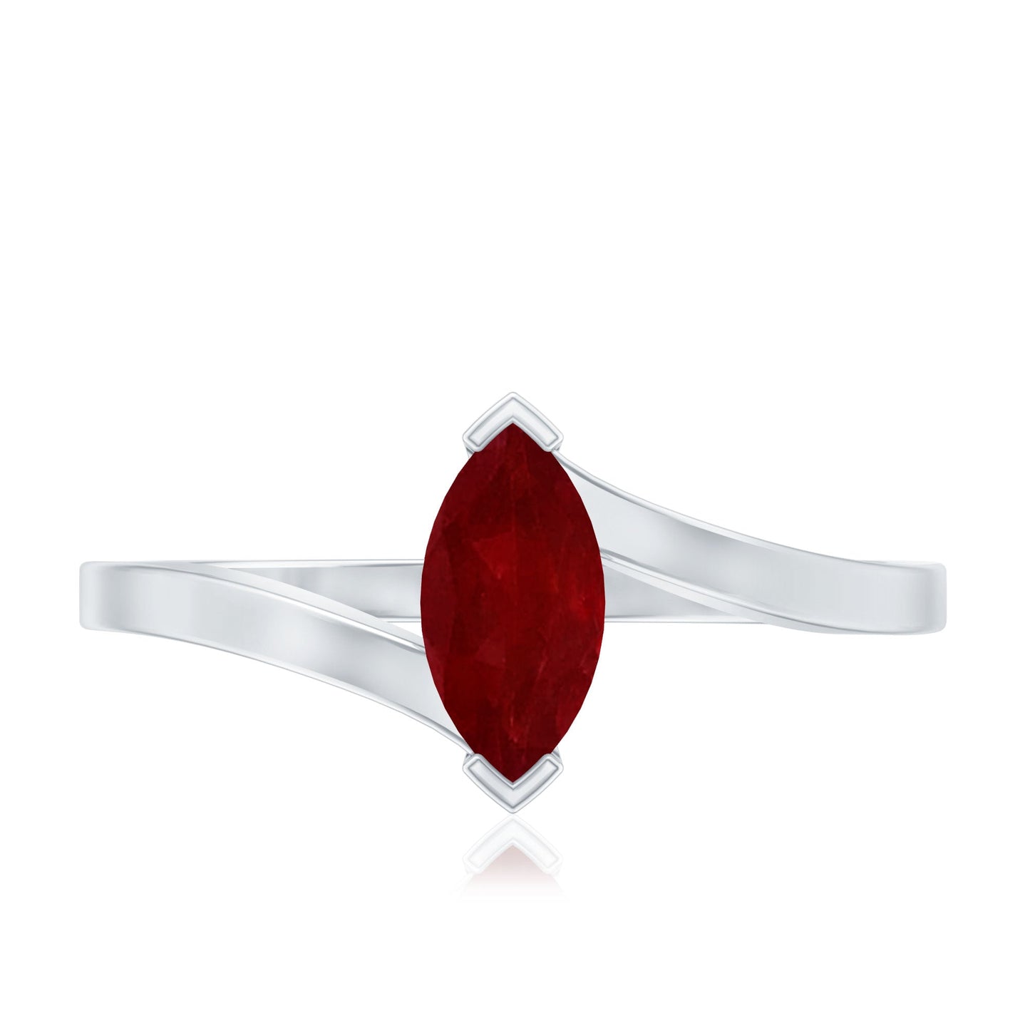 Natural 0.75 Carat Ruby Marquise Promise Ring with Bypass Shank