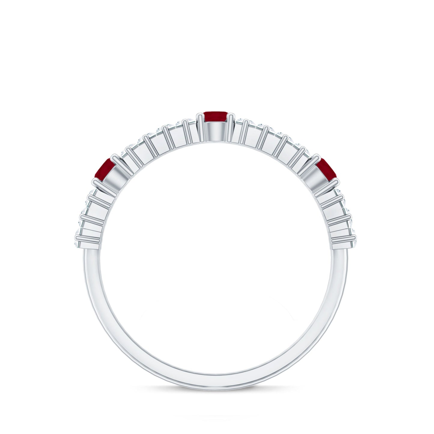 Real Ruby Diamond Half Eternity Band Ring for Women
