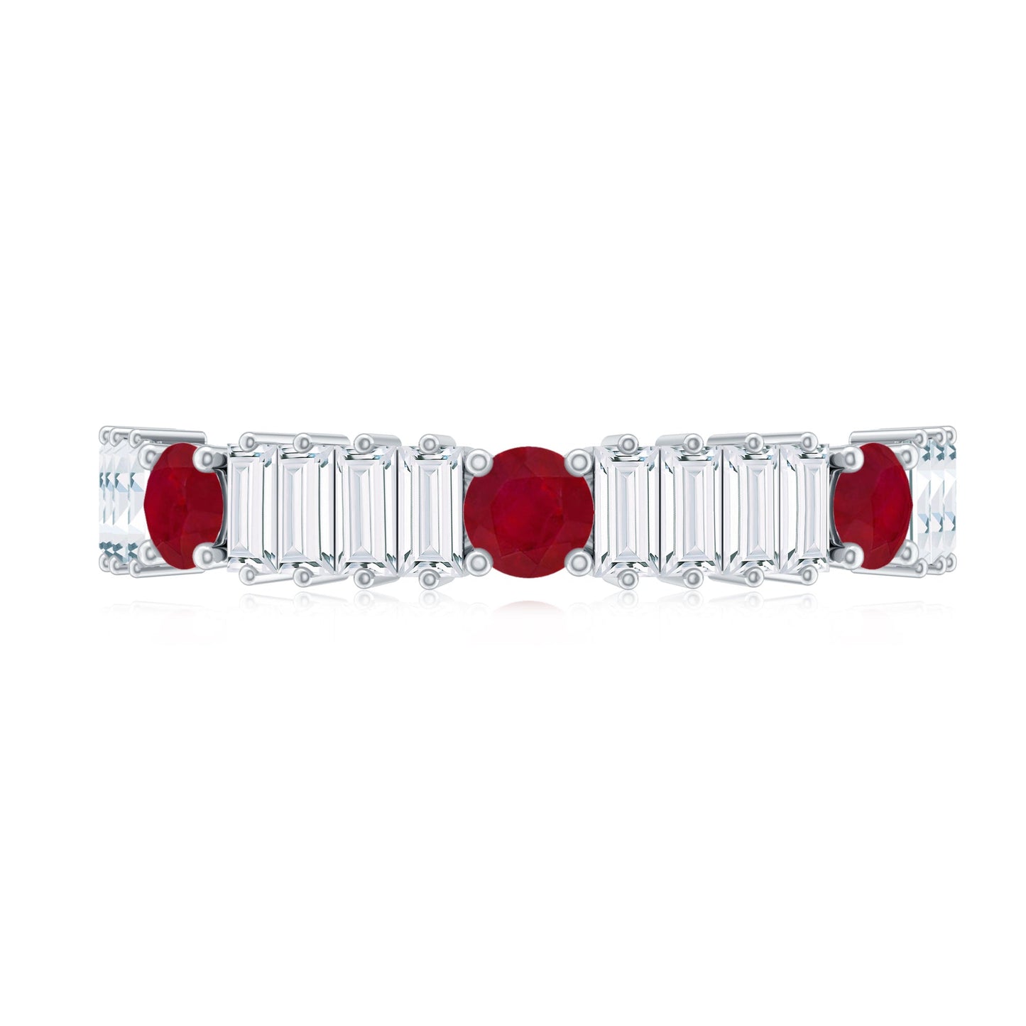 Real Ruby Diamond Half Eternity Band Ring for Women