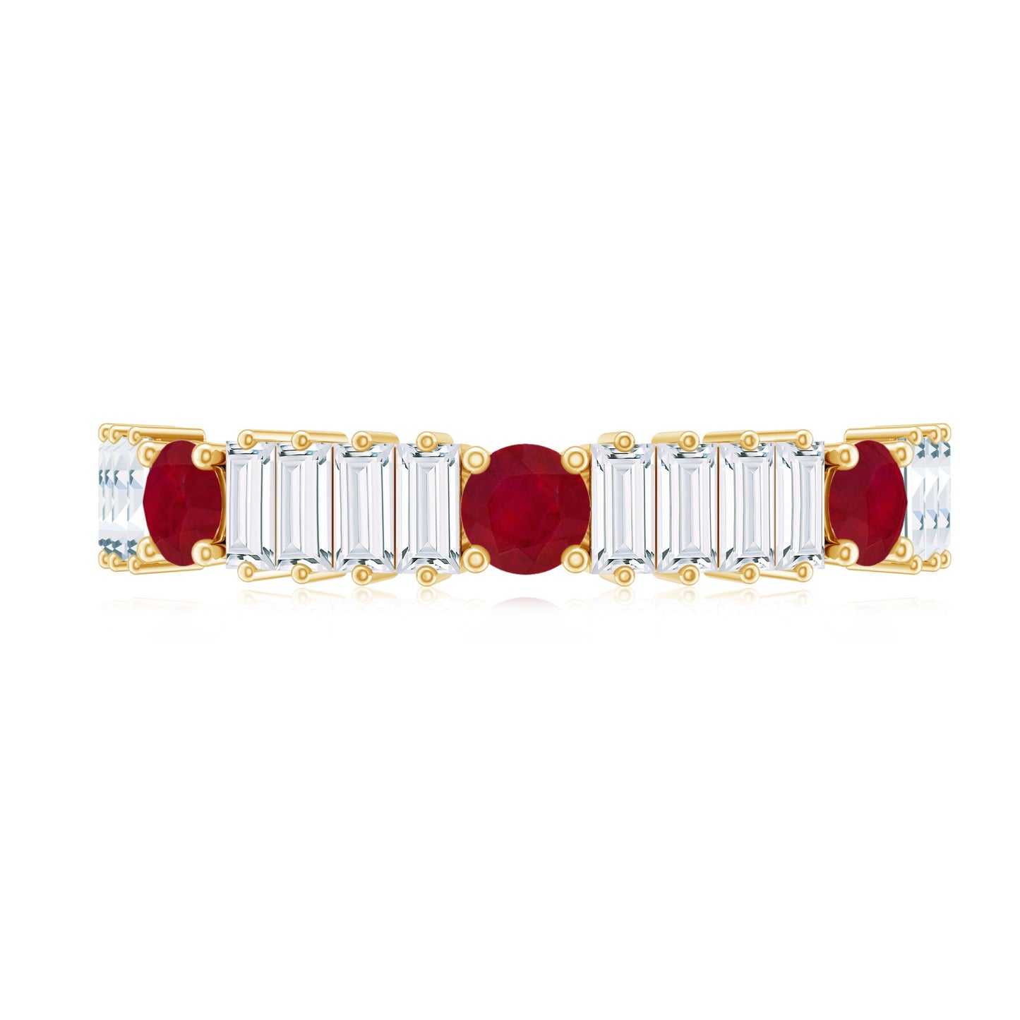 Real Ruby Diamond Half Eternity Band Ring for Women