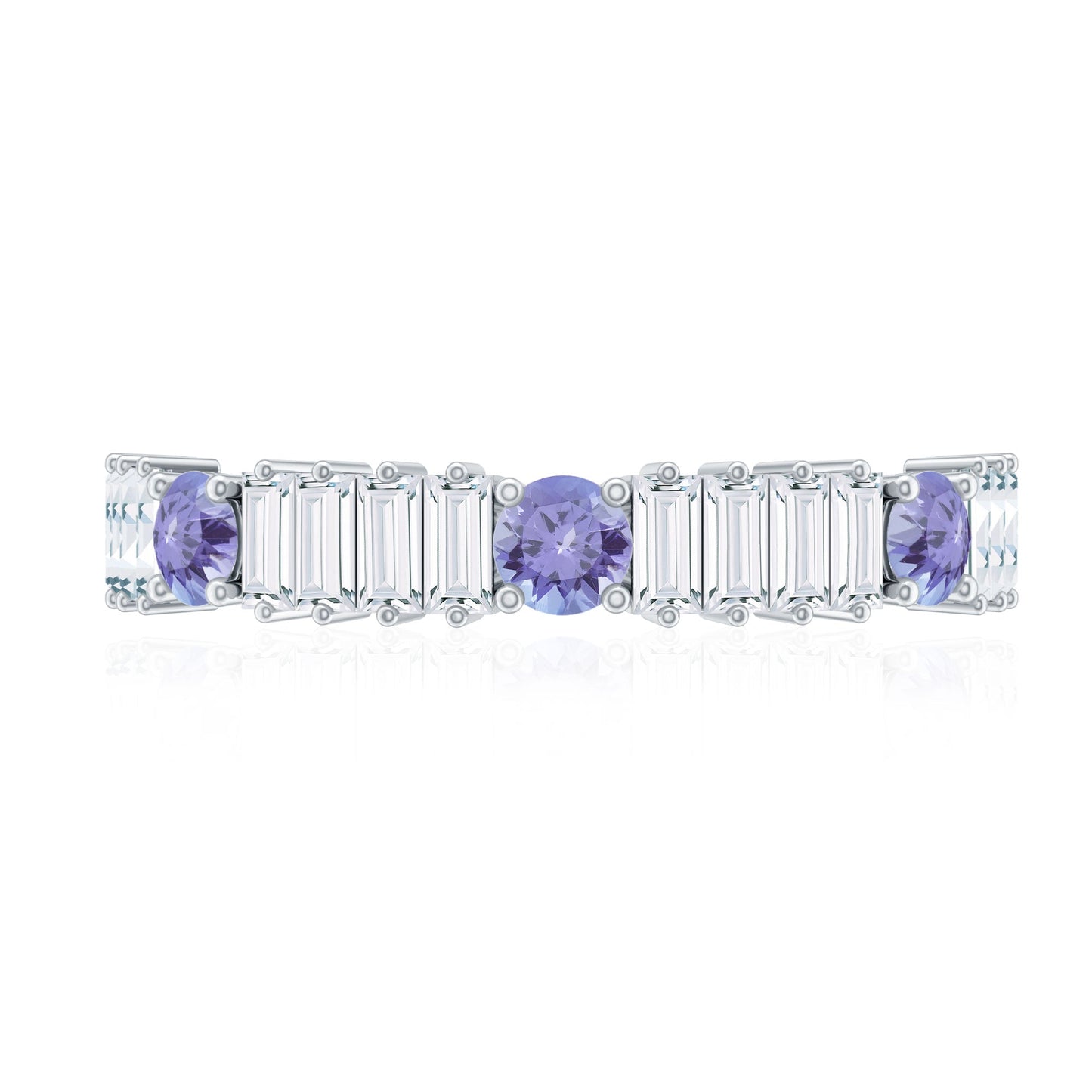 Classic Tanzanite and Diamond Half Eternity Band Ring