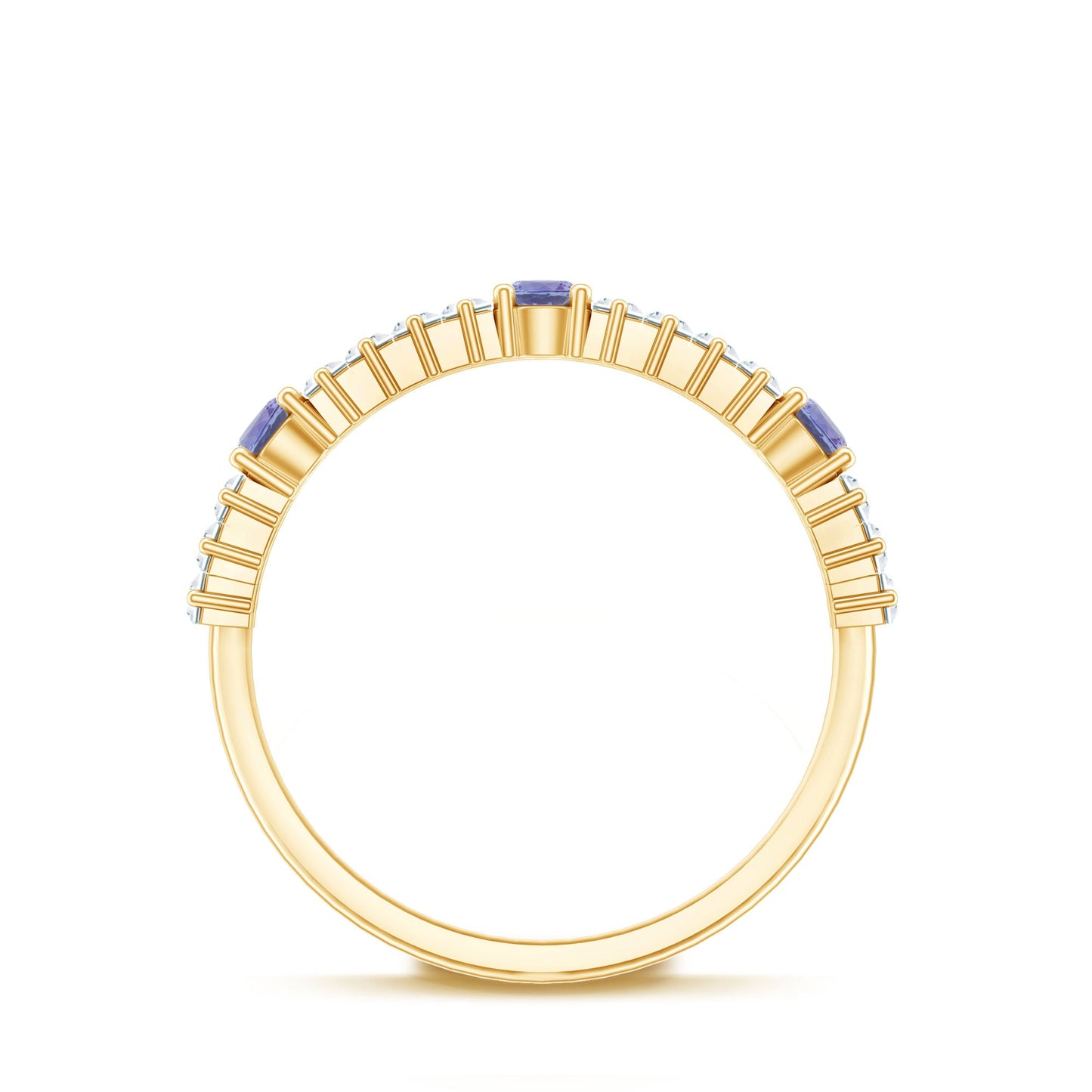 Classic Tanzanite and Diamond Half Eternity Band Ring