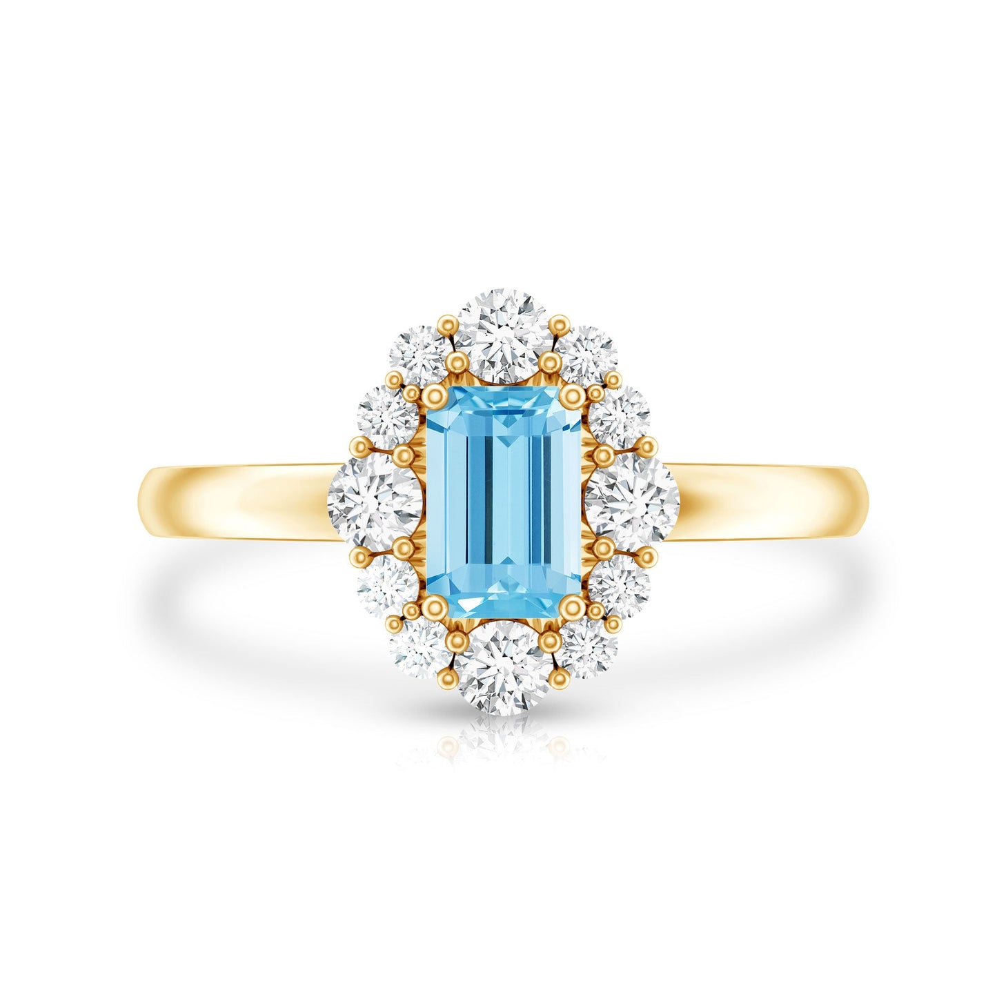 Octagon Aquamarine Engagement Ring with Diamond Halo