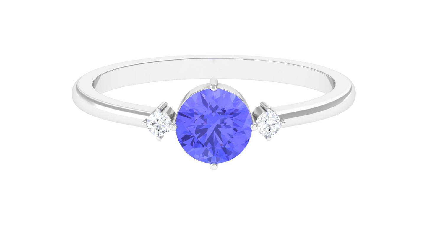 Certified Tanzanite Cute Promise Ring with Diamond