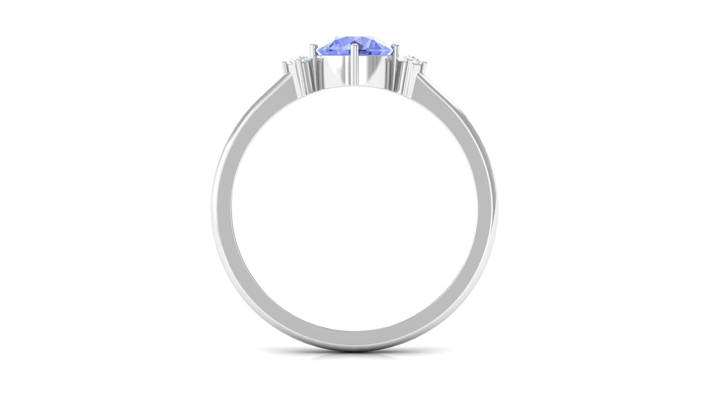 Certified Tanzanite Cute Promise Ring with Diamond