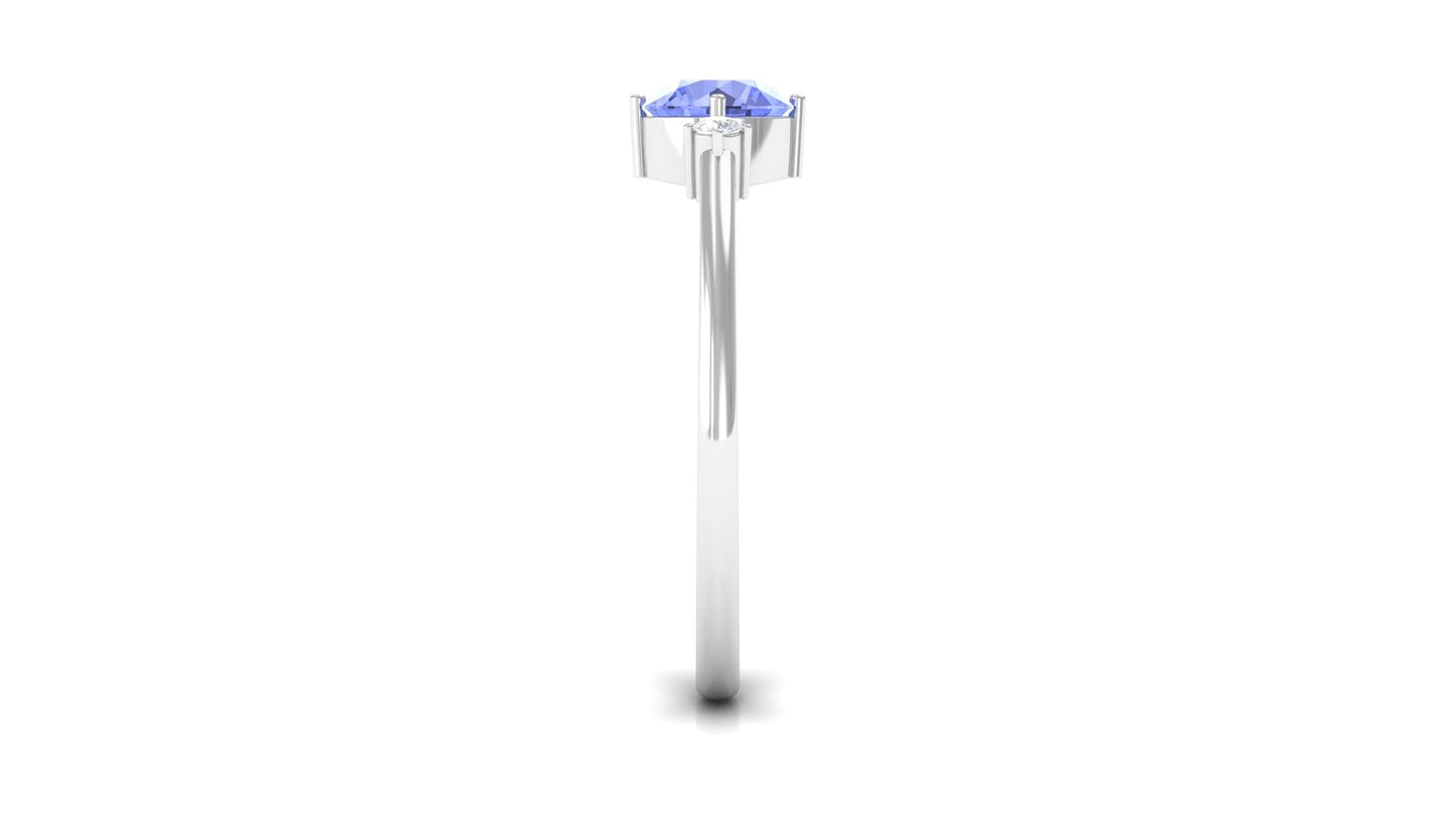 Certified Tanzanite Cute Promise Ring with Diamond