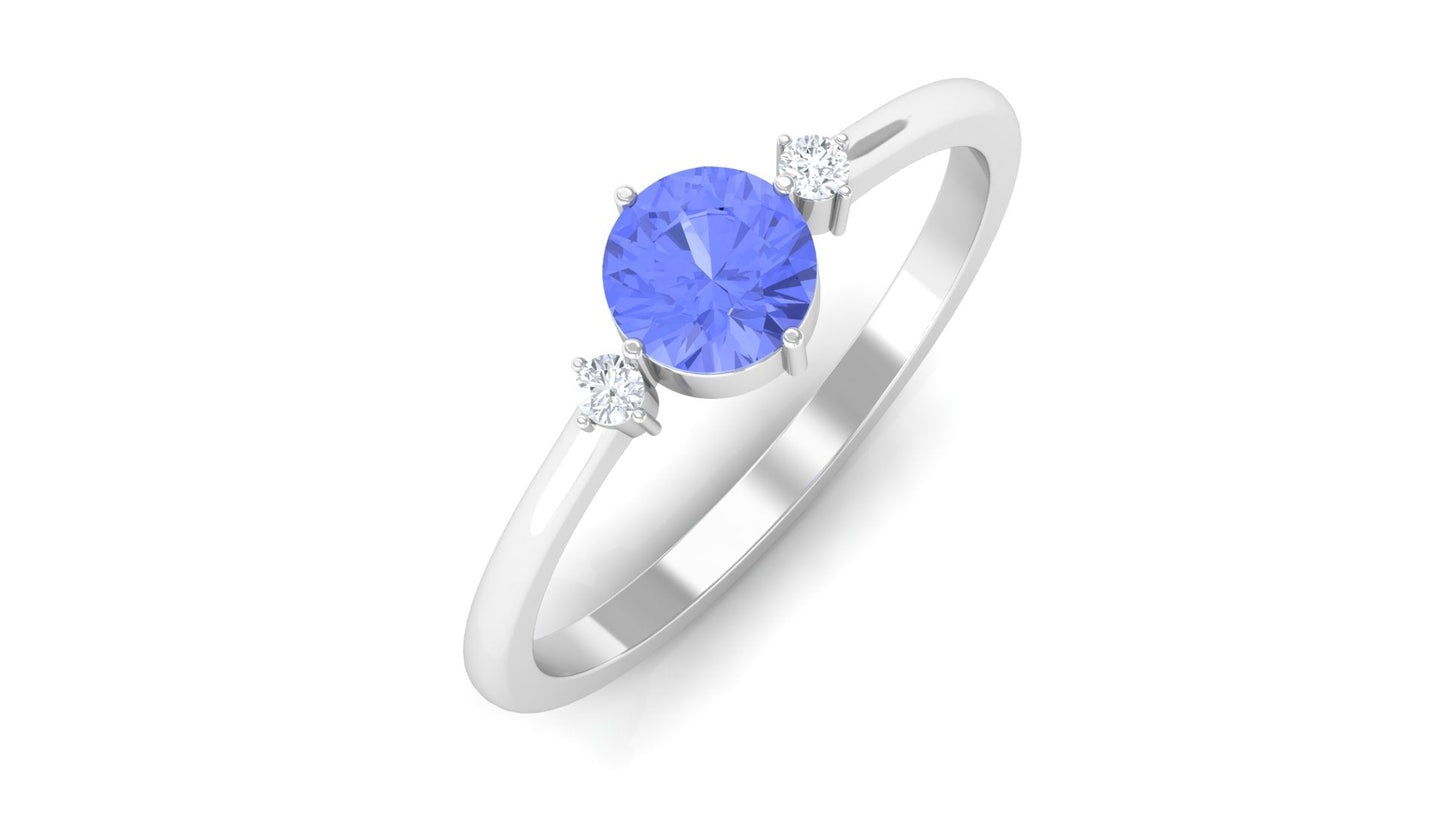 Certified Tanzanite Cute Promise Ring with Diamond
