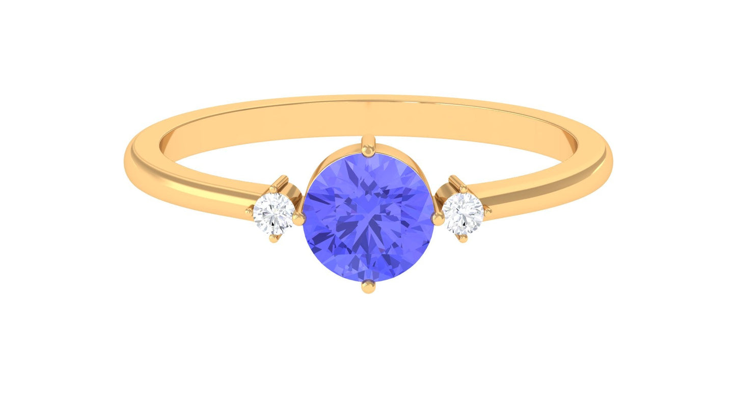 Certified Tanzanite Cute Promise Ring with Diamond
