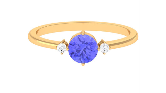 Certified Tanzanite Cute Promise Ring with Diamond