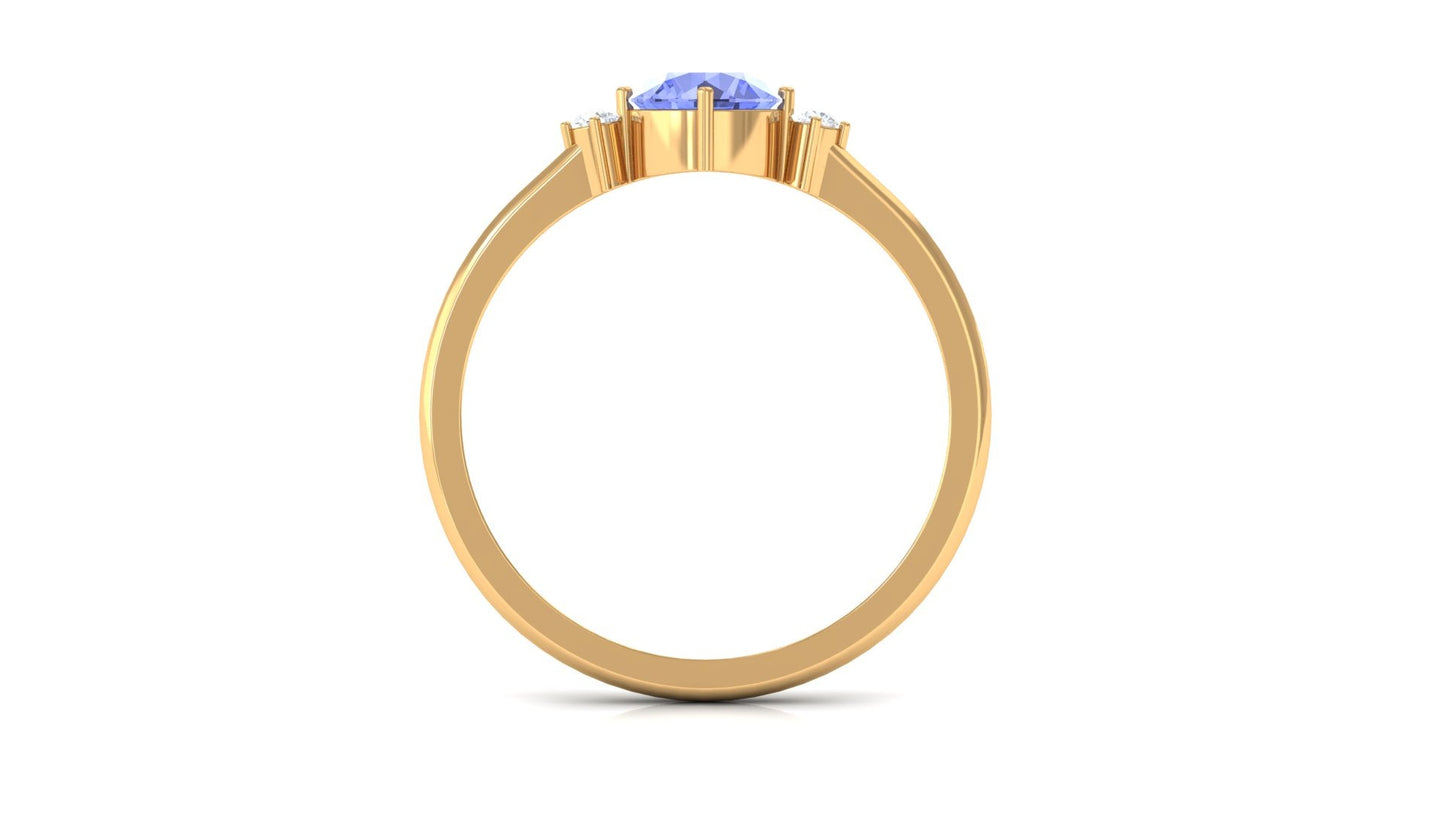 Certified Tanzanite Cute Promise Ring with Diamond