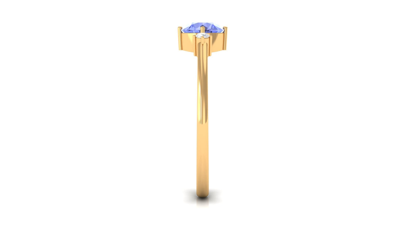 Certified Tanzanite Cute Promise Ring with Diamond