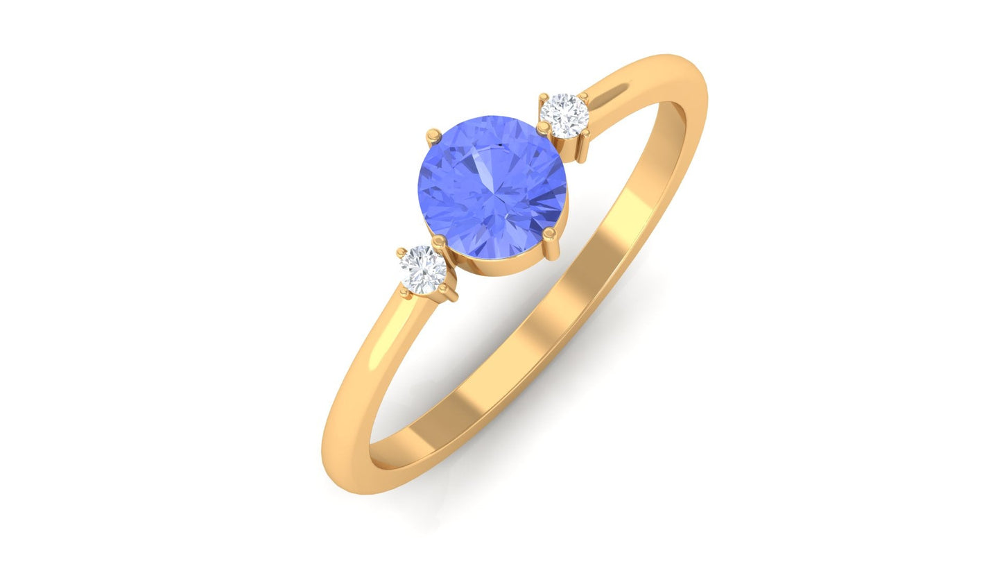 Certified Tanzanite Cute Promise Ring with Diamond