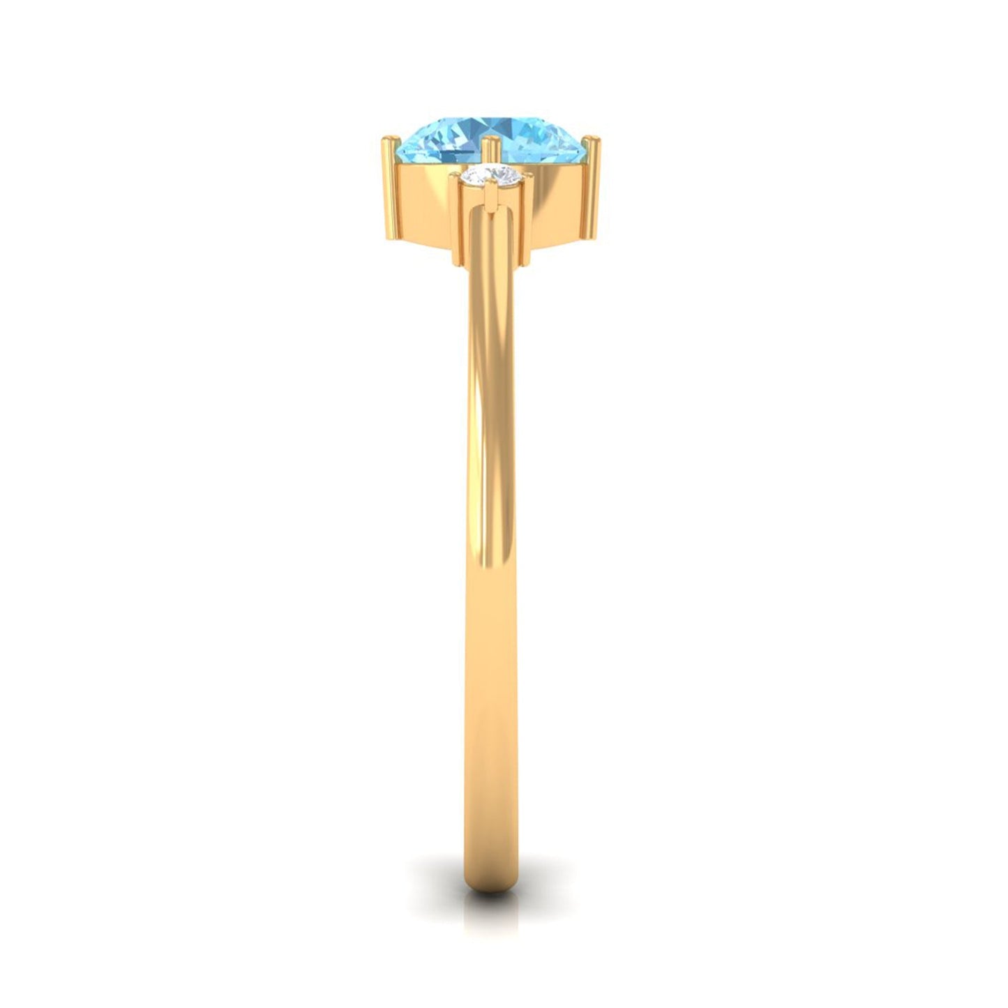 Natural 0.8 Carat Round Aquamarine Promise Ring with Diamond