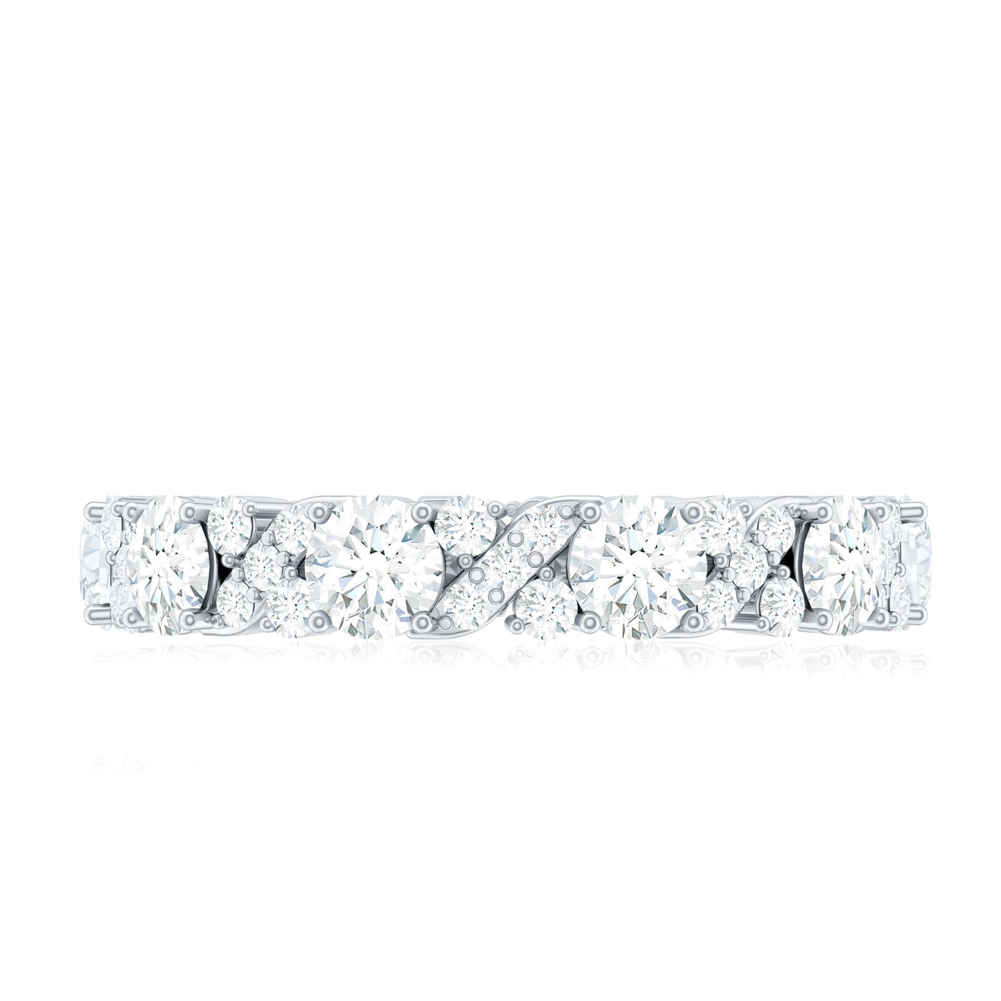 Round Cut Moissanite Eternity Wedding Band Ring