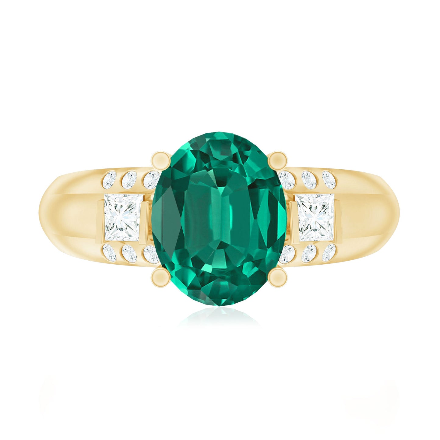Certified 3 Carat Oval Lab Grown Emerald Diamond Statement Engagement Ring