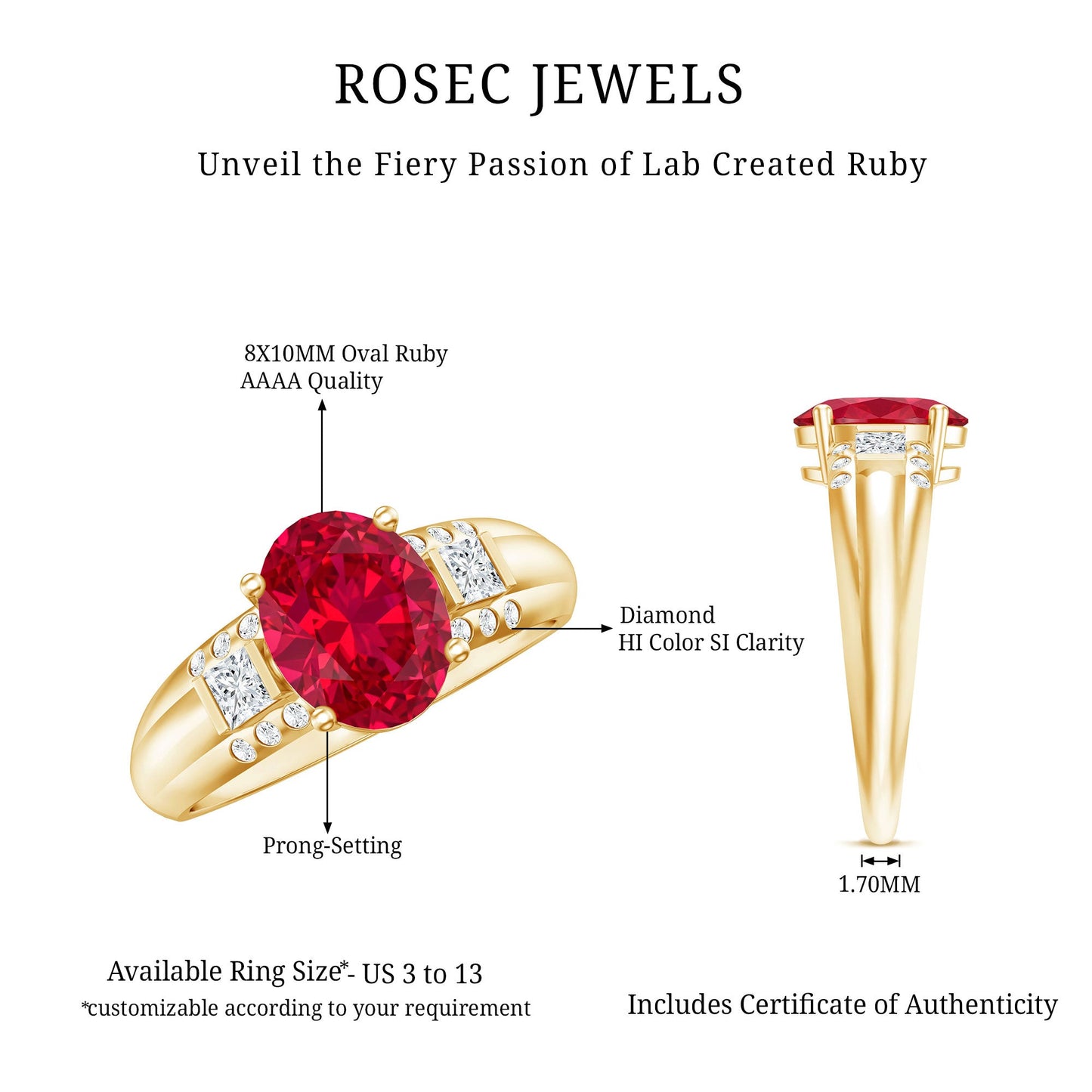 Oval Lab Grown Ruby Statement Engagement Ring with Diamond