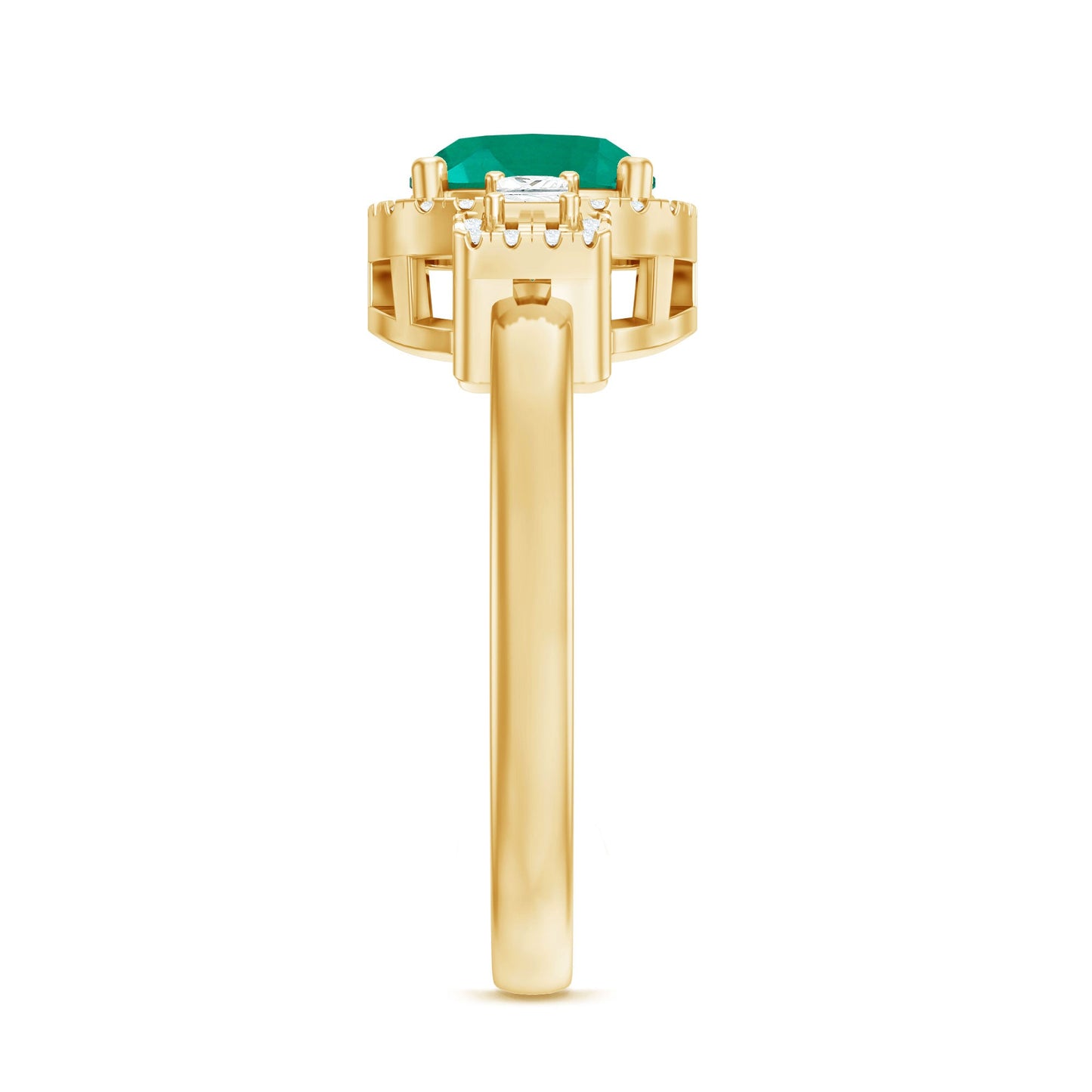 Cushion Cut 2 Carat Lab Grown Emerald Diamond Statement Engagement Ring