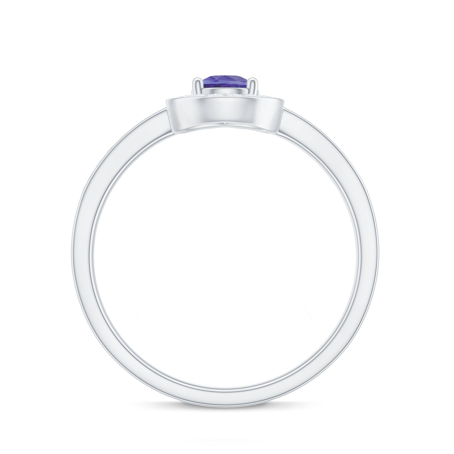 Natural Pear Cut Tanzanite Teardrop Engagement Ring with Diamond Halo