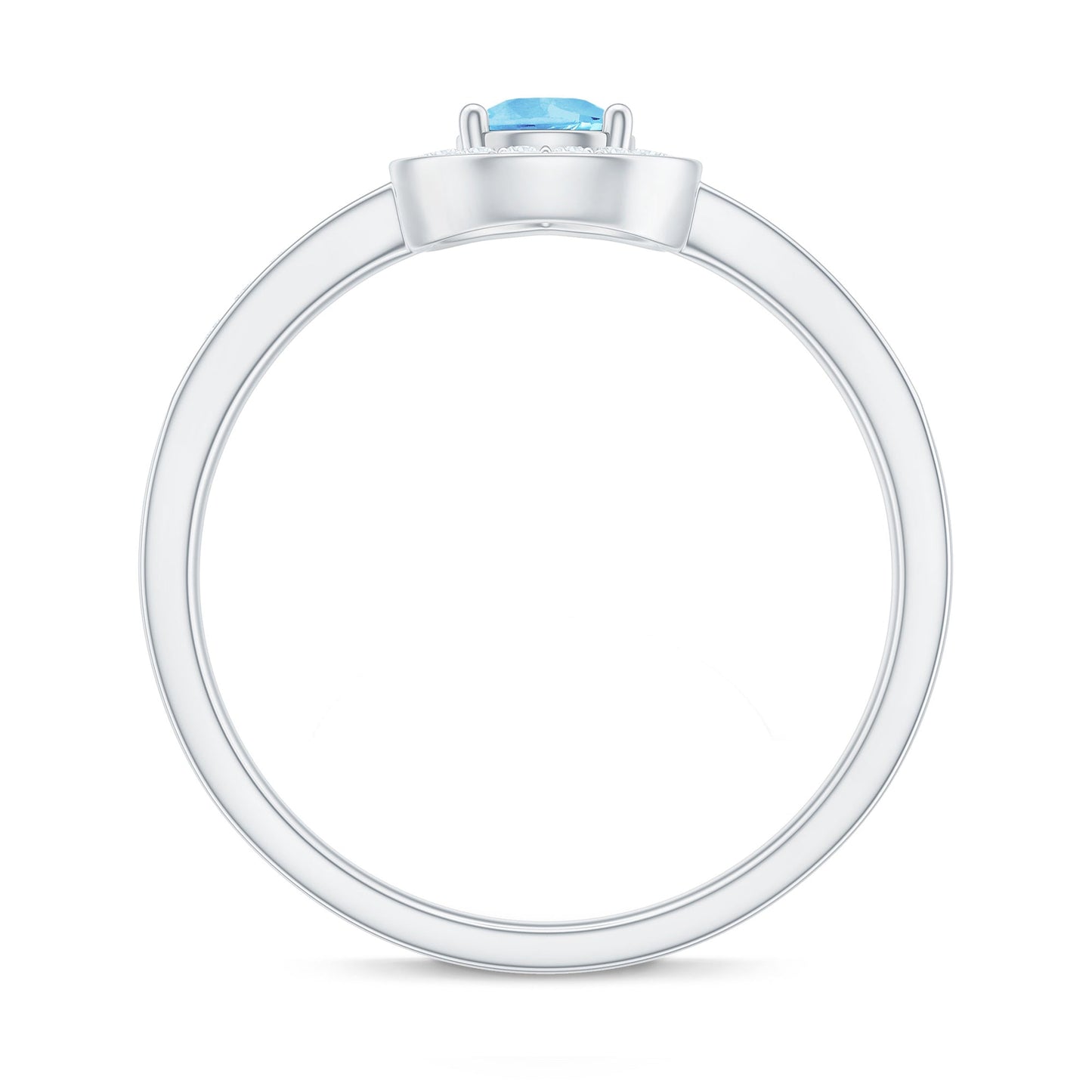 Natural Pear Shape Aquamarine Teardrop Engagement Ring with Diamond Halo