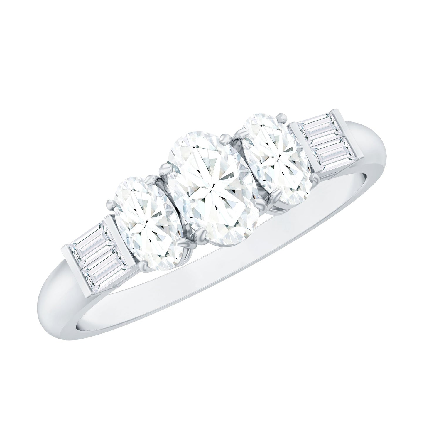 Oval Moissanite Three Stone Anniversary Ring for Women